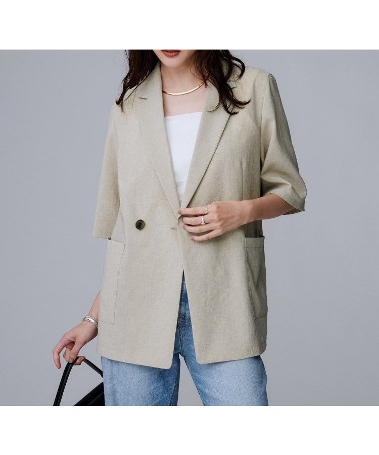 【アンタイトル/UNTITLED】の【吸水速乾/洗える】ハーフスリーブジャケット インテリア・キッズ・メンズ・レディースファッション・服の通販 founy(ファニー) ファッション Fashion レディースファッション Fashion for Women アウター Coat / Outerwear Collection レディースジャケット・軽アウター Jackets 洗える Machine Washable 吸水 Absorbent, Quick-Dry ジャケット Jacket, Outerwear スマート Smart, Elegant ダブル Double, Double-Breasted デニム Denim, Jeans Material トレンド Trend, Trending Now ポケット Pocket, Pocket Detail 半袖 Short Sleeve, Half Sleeve リラックス Relax, Relaxed Fit おすすめ Recommended / Our Picks ベージュ|ID: prp329100004918469 ipo3291000000036890528