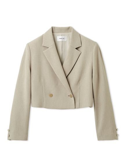 【フレイ アイディー/FRAY I.D】のクロップドジャケット/UVカット インテリア・キッズ・メンズ・レディースファッション・服の通販 founy(ファニー) 　ファッション　Fashion　レディースファッション　Fashion for Women　アウター　Coat / Outerwear Collection　レディースジャケット・軽アウター　Jackets　春　Spring　コンパクト　Compact, Small Size　ショート　Short, Short Length　ジャケット　Jacket, Outerwear　ストライプ　Stripe, Striped Pattern　ストレッチ　Stretch, Stretchy Fabric　スマート　Smart, Elegant　セットアップ　Set-Up, Coordinated Outfit　ダブル　Double, Double-Breasted　デニム　Denim, Jeans Material　バランス　Balance, Style Balance　S/S・春夏　SS, Spring/Summer, Warm Season　おすすめ　Recommended / Our Picks　夏　Summer　BEG[037]|ID: prp329100004918473 ipo3291000000036890543