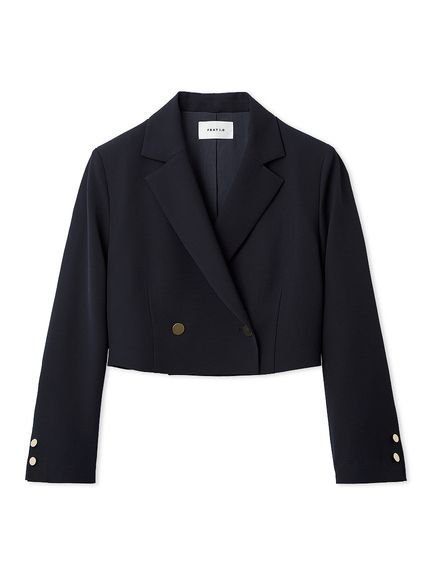 【フレイ アイディー/FRAY I.D】のクロップドジャケット/UVカット インテリア・キッズ・メンズ・レディースファッション・服の通販 founy(ファニー) 　ファッション　Fashion　レディースファッション　Fashion for Women　アウター　Coat / Outerwear Collection　レディースジャケット・軽アウター　Jackets　春　Spring　コンパクト　Compact, Small Size　ショート　Short, Short Length　ジャケット　Jacket, Outerwear　ストライプ　Stripe, Striped Pattern　ストレッチ　Stretch, Stretchy Fabric　スマート　Smart, Elegant　セットアップ　Set-Up, Coordinated Outfit　ダブル　Double, Double-Breasted　デニム　Denim, Jeans Material　バランス　Balance, Style Balance　S/S・春夏　SS, Spring/Summer, Warm Season　おすすめ　Recommended / Our Picks　夏　Summer　NVY[089]|ID: prp329100004918473 ipo3291000000036890544