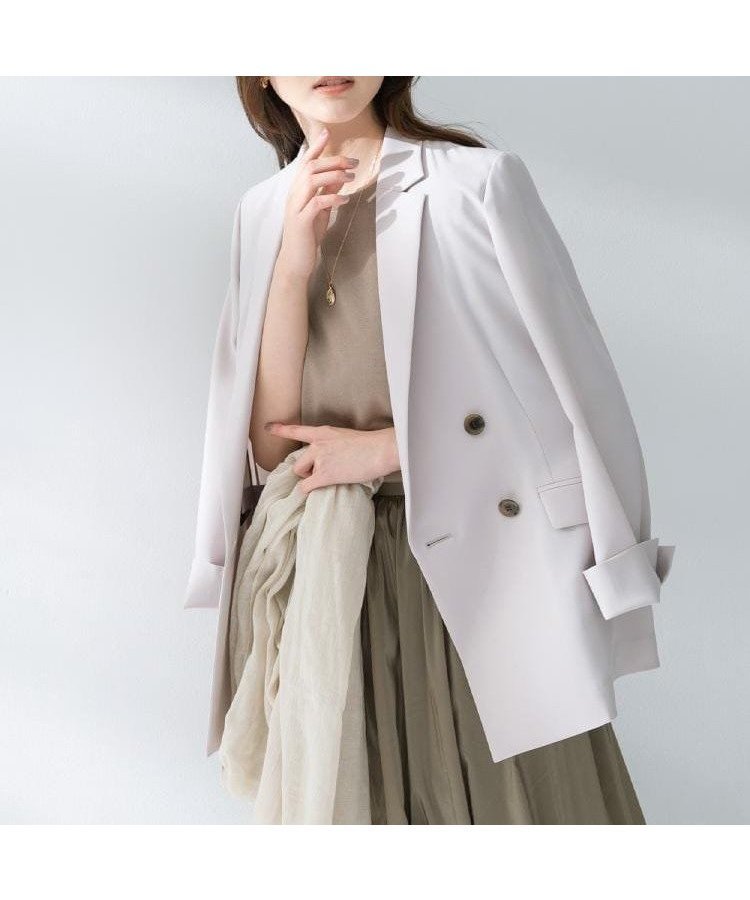 【アンタイトル/UNTITLED】の【接触冷感/UVカット/洗える】エアリー ダブルブレストジャケット インテリア・キッズ・メンズ・レディースファッション・服の通販 founy(ファニー) 　ファッション　Fashion　レディースファッション　Fashion for Women　アウター　Coat / Outerwear Collection　レディースジャケット・軽アウター　Jackets　ウォーター　Water　エアリー　Airy Texture　洗える　Machine Washable　ジャケット　Jacket, Outerwear　ストレッチ　Stretch, Stretchy Fabric　スマート　Smart, Elegant　スーツ　Suit, Formalwear　セットアップ　Set-Up, Coordinated Outfit　デニム　Denim, Jeans Material　定番　Standard, Basic Item　人気　Popular, Best Seller　ポケット　Pocket, Pocket Detail　ミックス　Mix, Mixed Style　リラックス　Relax, Relaxed Fit　ワイド　Wide, Wide Fit　おすすめ　Recommended / Our Picks　日本製　Made In Japan　グレージュ|ID: prp329100004918480 ipo3291000000036890571