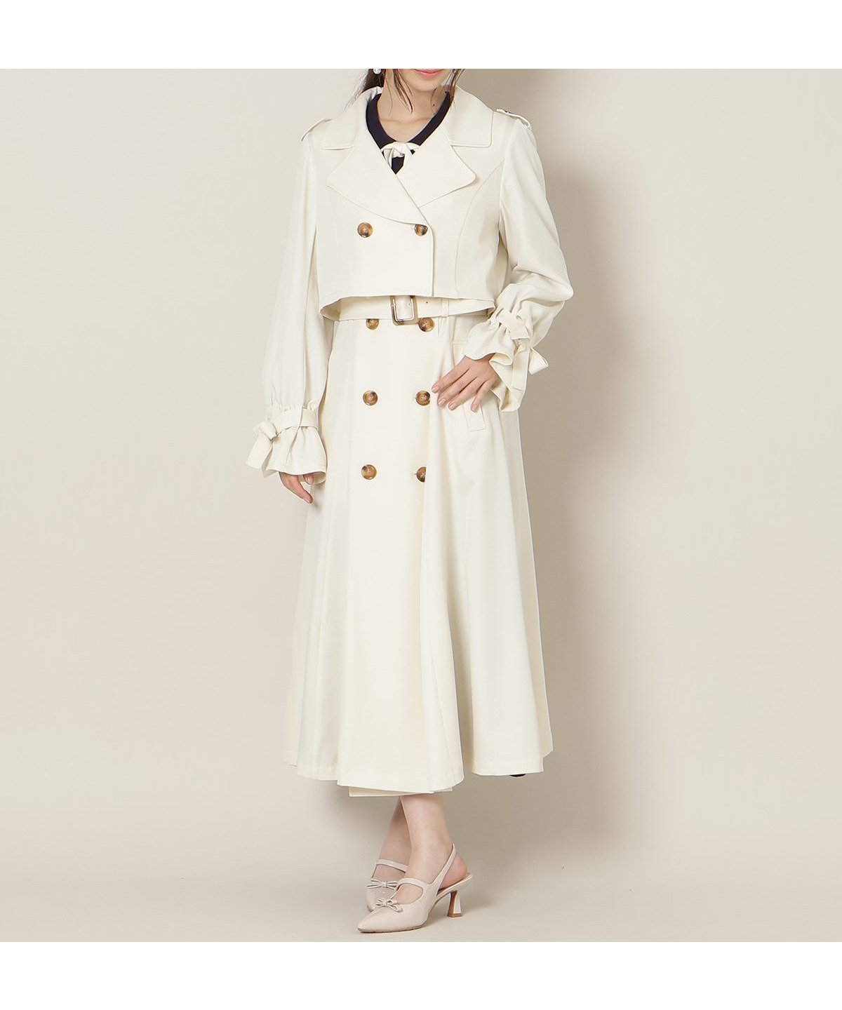 【ウィルセレクション/WILLSELECTION】のリボンスリーブ3WAYトレンチコート インテリア・キッズ・メンズ・レディースファッション・服の通販 founy(ファニー) 　ファッション　Fashion　レディースファッション　Fashion for Women　アウター　Coat / Outerwear Collection　コート・ロングコート・ピーコート　Long Coats, Peacoats & More　トレンチコート / 春秋の定番アウター　Trench Coats　なめらか　Smooth, Silky Texture　インナー　Innerwear　クラシカル　Classical, Vintage-Inspired　ショート　Short, Short Length　ジャケット　Jacket, Outerwear　スリーブ　Sleeve, Long Sleeve / Short Sleeve　トレンチ　Trench, Trench Coat　リボン　Ribbon, Bow　エレガント 上品　Elegant　オフ|ID: prp329100004918483 ipo3291000000036890584
