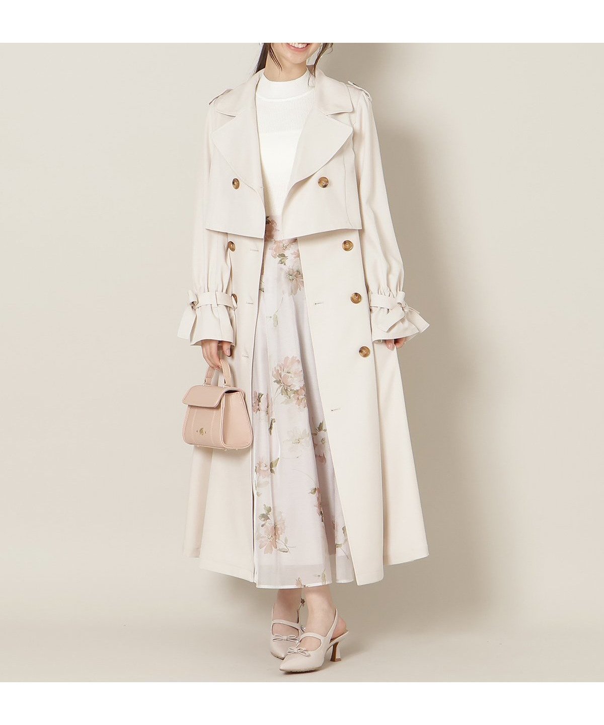 【ウィルセレクション/WILLSELECTION】のリボンスリーブ3WAYトレンチコート インテリア・キッズ・メンズ・レディースファッション・服の通販 founy(ファニー) 　ファッション　Fashion　レディースファッション　Fashion for Women　アウター　Coat / Outerwear Collection　コート・ロングコート・ピーコート　Long Coats, Peacoats & More　トレンチコート / 春秋の定番アウター　Trench Coats　なめらか　Smooth, Silky Texture　インナー　Innerwear　クラシカル　Classical, Vintage-Inspired　ショート　Short, Short Length　ジャケット　Jacket, Outerwear　スリーブ　Sleeve, Long Sleeve / Short Sleeve　トレンチ　Trench, Trench Coat　リボン　Ribbon, Bow　エレガント 上品　Elegant　ライトベージュ|ID: prp329100004918483 ipo3291000000036890585