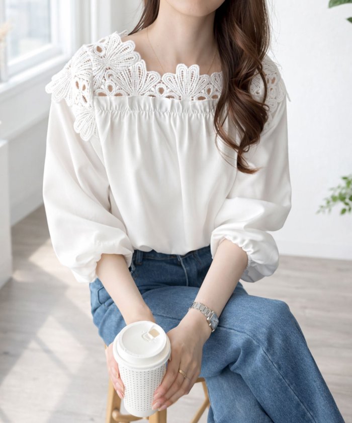 【アミュレット/Amulet】の【Amulet】肩レーストップス インテリア・キッズ・メンズ・レディースファッション・服の通販 founy(ファニー) https://founy.com/ ファッション Fashion レディースファッション Fashion for Women トップス・カットソー Cut & Sew Tops おすすめ Recommended / Our Picks ギャザー Gathered, Ruffled ベーシック Basic, Essential レース Lace, Lace Fabric エレガント 上品 Elegant 春 Spring |ID: prp329100004919215 ipo3291000000036903265