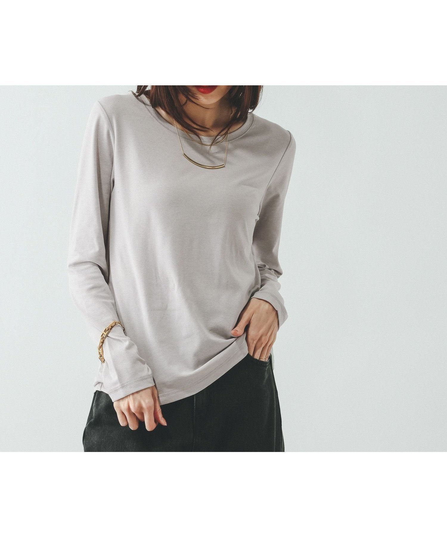 【グローバルワーク/GLOBAL WORK】のFffit エフィット/やわらかストレッチクルー長袖T/一部店舗限定/645033 インテリア・キッズ・メンズ・レディースファッション・服の通販 founy(ファニー) ファッション Fashion レディースファッション Fashion for Women トップス・カットソー Cut & Sew Tops おすすめ Recommended / Our Picks インナー Innerwear カーディガン Cardigan, Knitwear ジャケット Jacket, Outerwear ストレッチ Stretch, Stretchy Fabric パターン Pattern, Design Print フィット Fit, Slim Fit ロング Long, Long-Length 吸水 Absorbent, Quick-Dry 無地 Plain, Solid Color 長袖 Long Sleeve, Full Sleeve グレー15|ID: prp329100004919218 ipo3291000000036903299