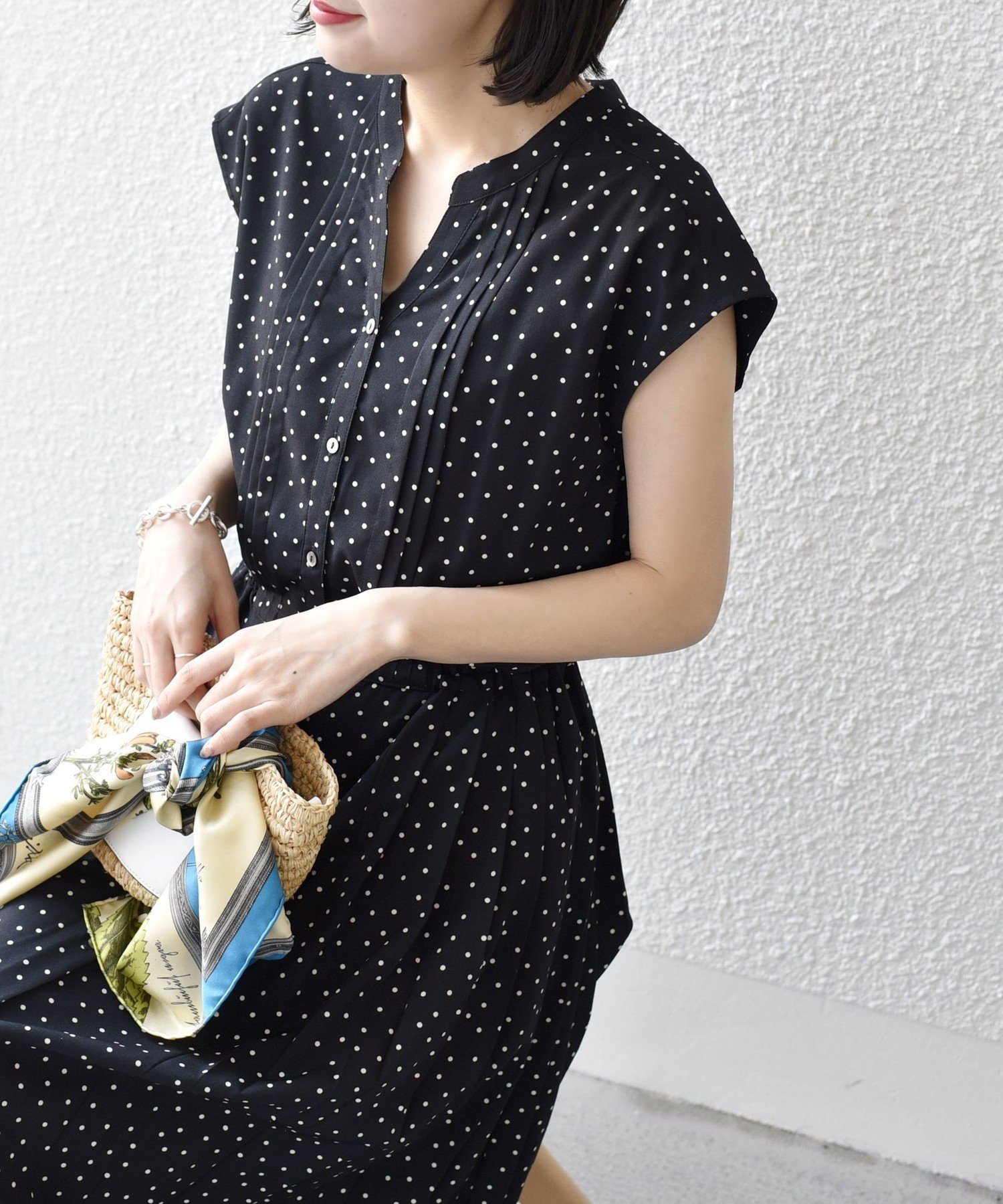 【シップス フォー ウィメン/SHIPS】の【WEB限定】 洗濯機可能 ドット 花柄 サイド プリーツ フレンチスリーブ ワンピース 人気、トレンドファッション・服の通販 founy(ファニー) 　ファッション　Fashion　レディースファッション　Fashion for Women　ワンピース　Dresses　スキッパー　Skipper, Open Collar　スリーブ　Sleeve, Long Sleeve / Short Sleeve　ドット　Polka Dot, Dot Pattern　フレンチ　French, French Style　プリント　Print, Printed Pattern　プリーツ　Pleats, Pleated　 other-1|ID: prp329100004919223 ipo3291000000036903387