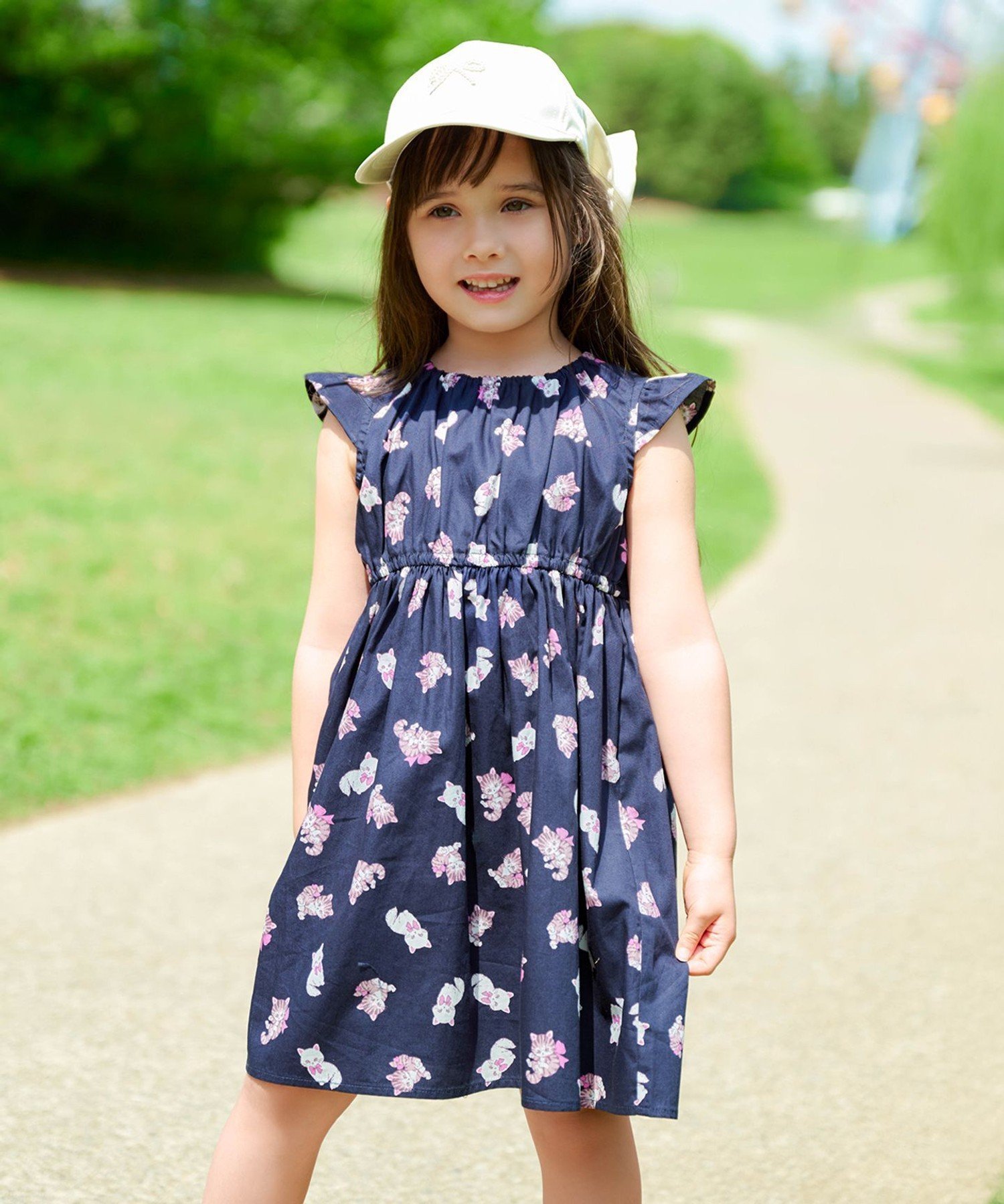 【エニー/ANY / KIDS】の総柄 サマーワンピース インテリア・キッズ・メンズ・レディースファッション・服の通販 founy(ファニー) 　ファッション　Fashion　キッズファッション　Fashion for Kids　ワンピース　Dresses　アニマル　Animal Print　サマー　Summer, Summer Style　ポケット　Pocket, Pocket Detail　夏　Summer　ネイビー×ネコ[675]|ID: prp329100004919239 ipo3291000000036903619