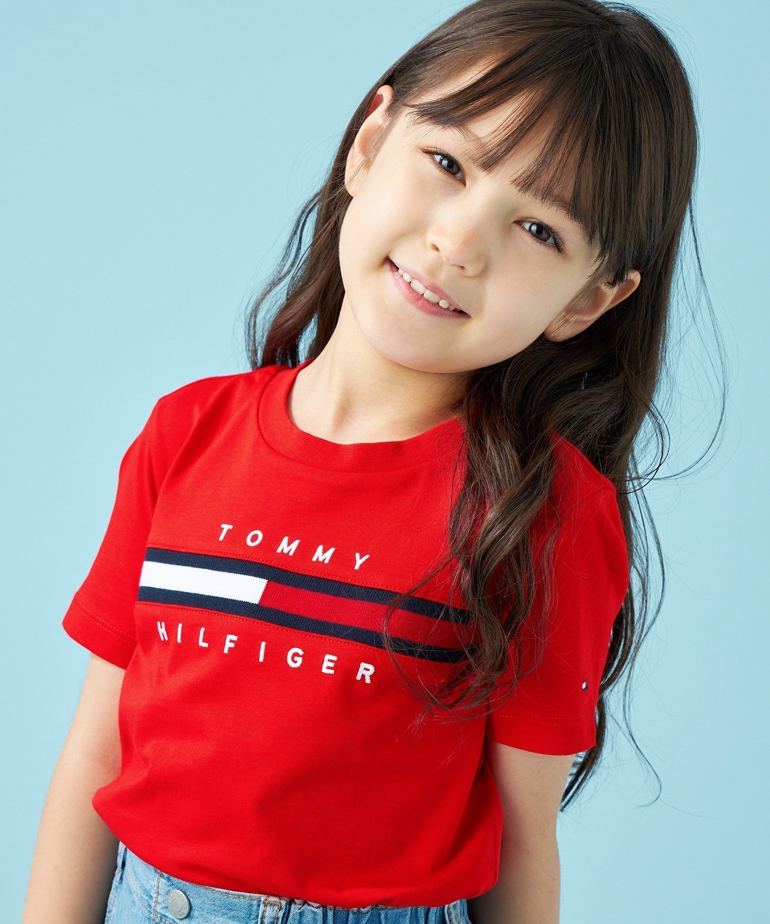【トミーヒルフィガー/TOMMY HILFIGER / KIDS】のフラッグリブインサートTシャツ インテリア・キッズ・メンズ・レディースファッション・服の通販 founy(ファニー) 　ファッション　Fashion　キッズファッション　Fashion for Kids　アメリカン　American Style　クラシック　Classic, Timeless Style　シンプル　Simple, Minimal　デニム　Denim, Jeans Material　人気　Popular, Best Seller　プリント　Print, Printed Pattern　モダン　Modern, Contemporary　ロング　Long, Long-Length　おすすめ　Recommended / Our Picks　夏　Summer　ゴルフ　Golf　レッドXND|ID: prp329100004919243 ipo3291000000036903681