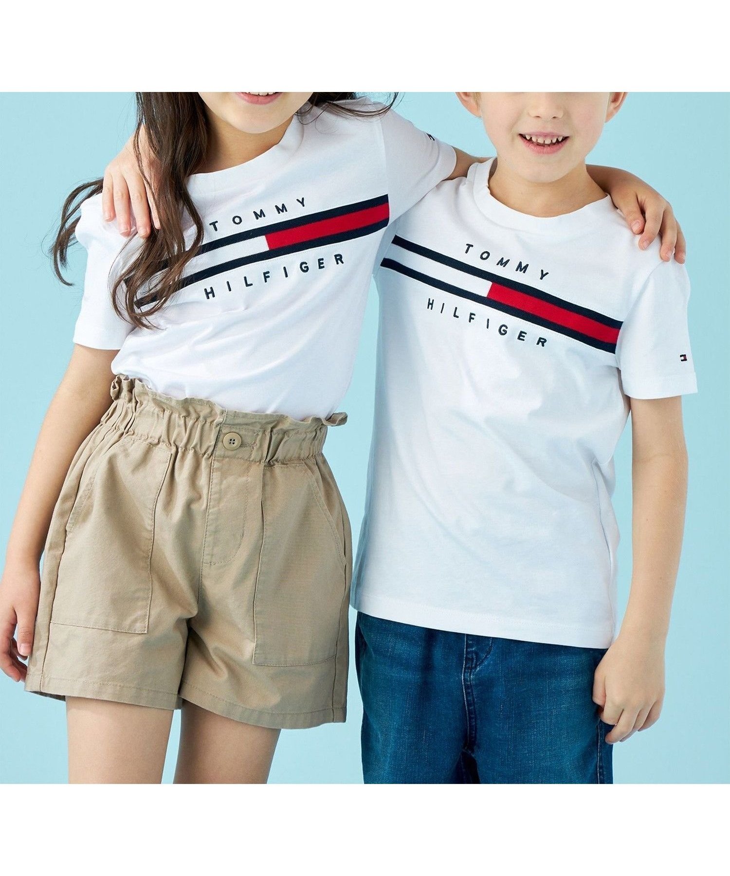 【トミーヒルフィガー/TOMMY HILFIGER / KIDS】のフラッグリブインサートTシャツ インテリア・キッズ・メンズ・レディースファッション・服の通販 founy(ファニー) 　ファッション　Fashion　キッズファッション　Fashion for Kids　アメリカン　American Style　クラシック　Classic, Timeless Style　シンプル　Simple, Minimal　デニム　Denim, Jeans Material　人気　Popular, Best Seller　プリント　Print, Printed Pattern　モダン　Modern, Contemporary　ロング　Long, Long-Length　おすすめ　Recommended / Our Picks　夏　Summer　ゴルフ　Golf　ホワイトYBR|ID: prp329100004919243 ipo3291000000036903682