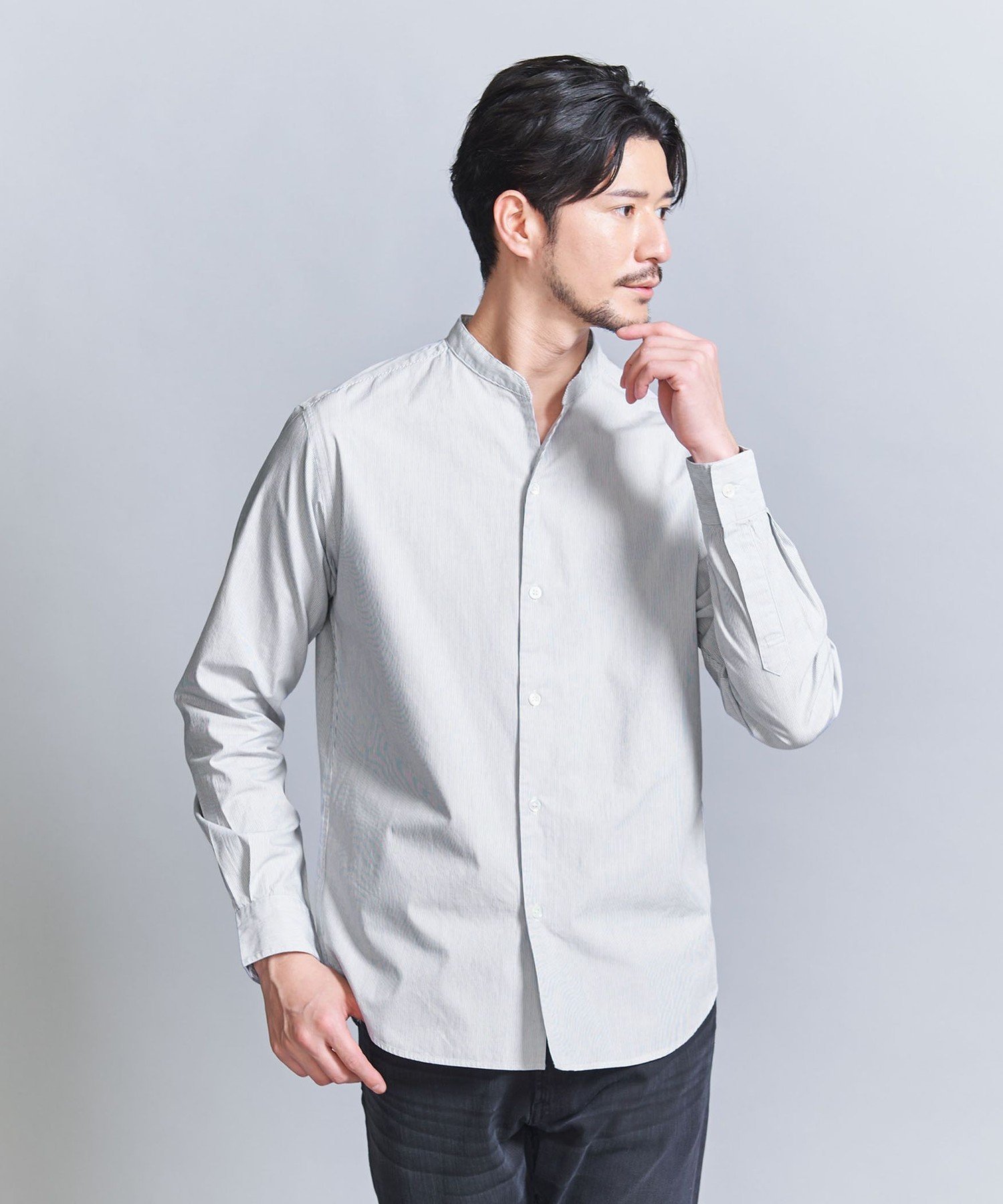 【ビューティ&ユース ユナイテッドアローズ/BEAUTY&YOUTH / UNITED ARROWS / MEN】の【WEB限定 WARDROBE SMART】コットン バンドカラー スキッパー シャツ インテリア・キッズ・メンズ・レディースファッション・服の通販 founy(ファニー) 　ファッション　Fashion　メンズファッション　Fashion for Men　インナー　Innerwear　ジャケット　Jacket, Outerwear　スキッパー　Skipper, Open Collar　スマート　Smart, Elegant　スラックス　Slacks, Dress Pants　デニム　Denim, Jeans Material　バランス　Balance, Style Balance　パターン　Pattern, Design Print　ファブリック　Fabric, Textile　ブロード　Broadcloth, Fine Cotton　おすすめ　Recommended / Our Picks　ビジネス 仕事 通勤　Business / Work / Commuting　その他2|ID: prp329100004919248 ipo3291000000036903707
