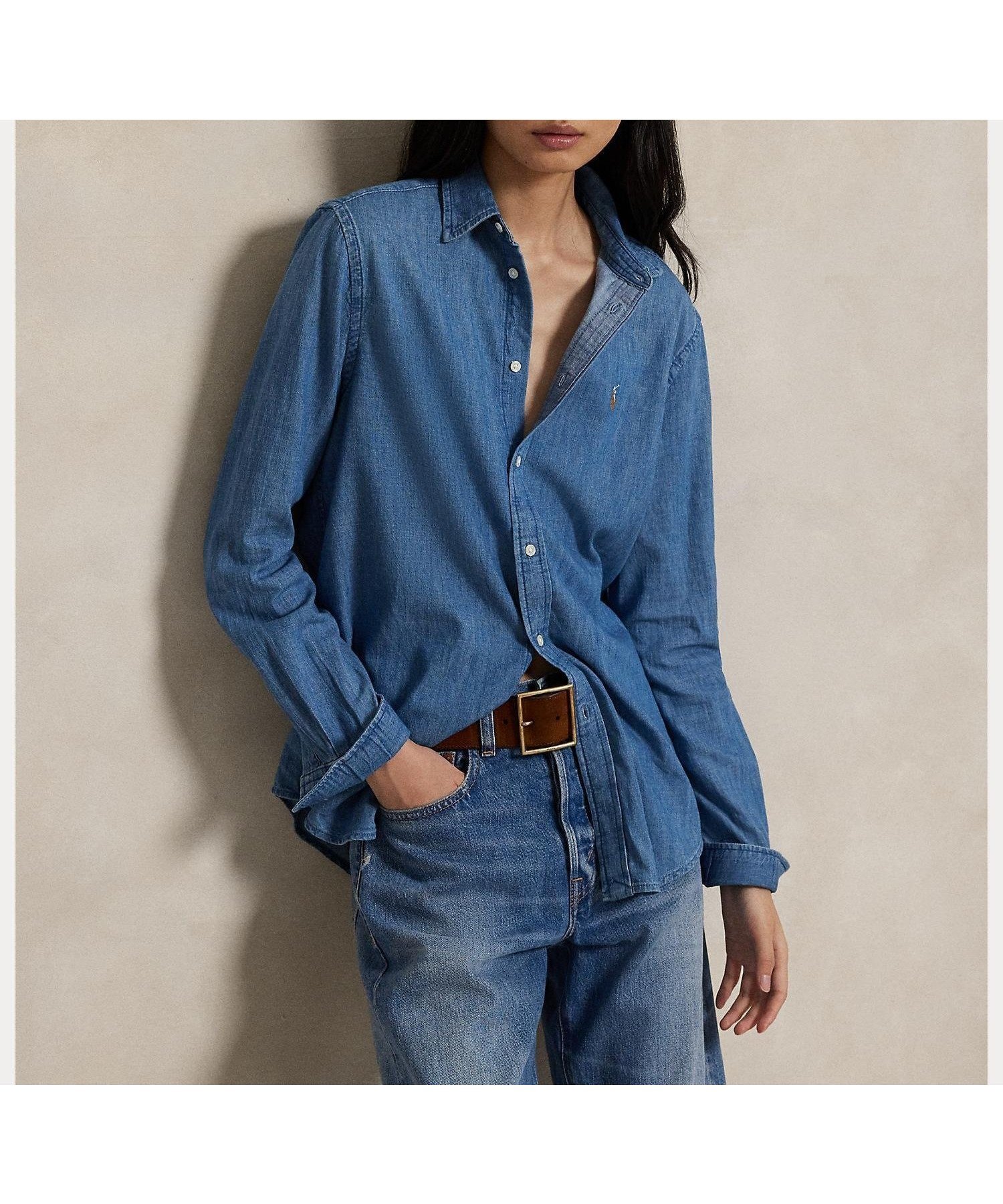 【ラルフローレン/RALPH LAUREN】のクラシック フィット デニム シャツ 人気、トレンドファッション・服の通販 founy(ファニー) 　ファッション　Fashion　レディースファッション　Fashion for Women　トップス・カットソー　Cut & Sew Tops　シャツ・ブラウス・オフィスカジュアル　Elegant Blouses & Button-Ups　ウォッシュ　Washed Finish　カフス　Cuff Design　クラシック　Classic, Timeless Style　ストレート　Straight, Straight Cut　デニム　Denim, Jeans Material　ドレープ　Drape, Draping Fabric　フィット　Fit, Slim Fit　プリーツ　Pleats, Pleated　ボックス　Boxy, Box Shape　ヨーク　Yoke, Yoke Design　ラウンド　Round, Round Neck　長袖　Long Sleeve, Full Sleeve　 other-1|ID: prp329100004919273 ipo3291000000036903821