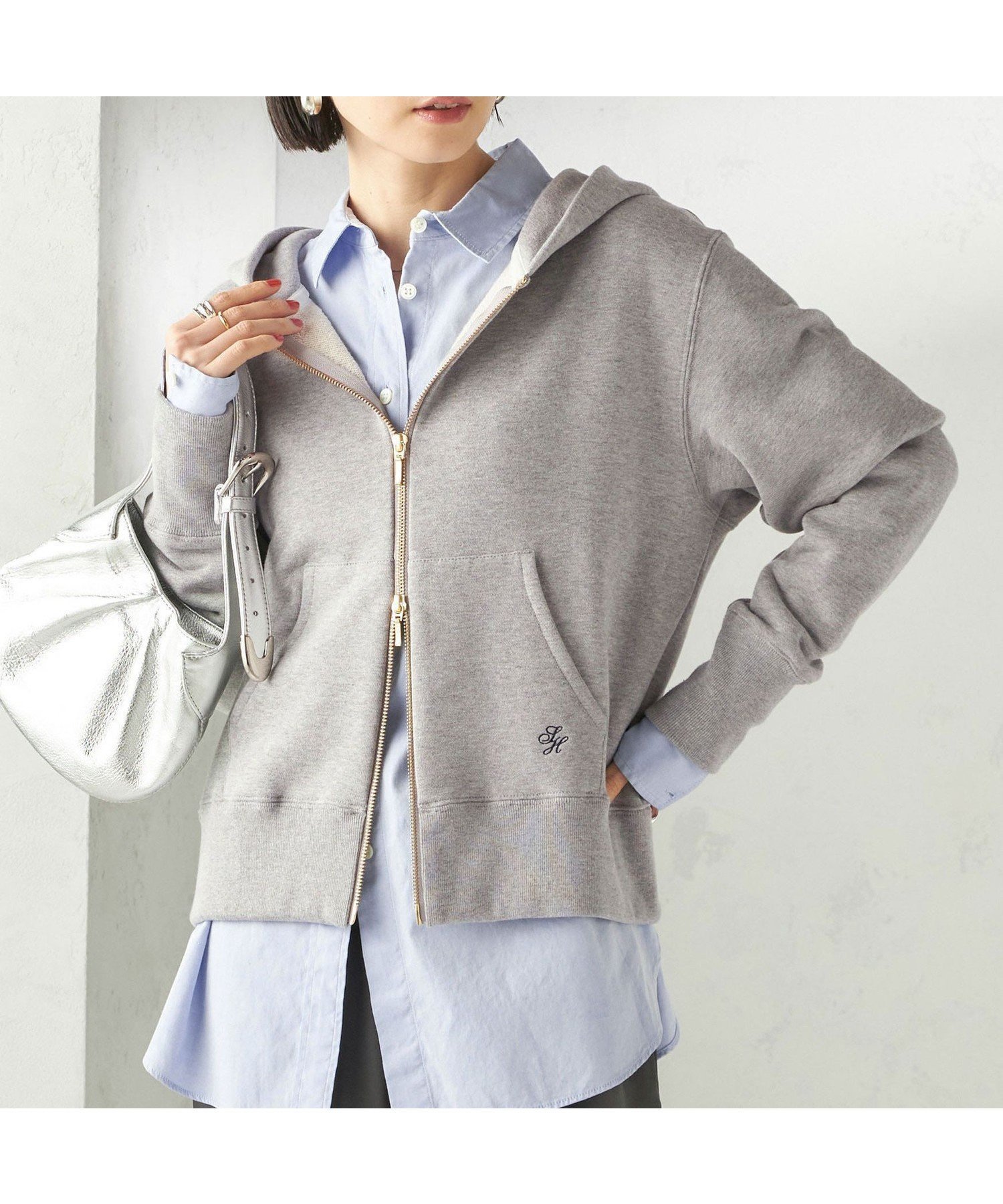 【シップス フォー ウィメン/SHIPS】の洗濯機可能 AZUMA 裏毛 刺繍 ジップ アップ パーカ インテリア・キッズ・メンズ・レディースファッション・服の通販 founy(ファニー) 　ファッション　Fashion　レディースファッション　Fashion for Women　トップス・カットソー　Cut & Sew Tops　レディースパーカー・カジュアルフーディー　Casual Hoodies & Sweatshirts　ジップ　Zip, Zipper　トレンド　Trend, Trending Now　バランス　Balance, Style Balance　ボトム　Bottoms, Lower Wear　ポケット　Pocket, Pocket Detail　羽織　Haori, Light Jacket　ワンポイント　One Point, Statement Accent　おすすめ　Recommended / Our Picks　旅行　Travel　2026年　2026　グレー|ID: prp329100004919274 ipo3291000000036903825