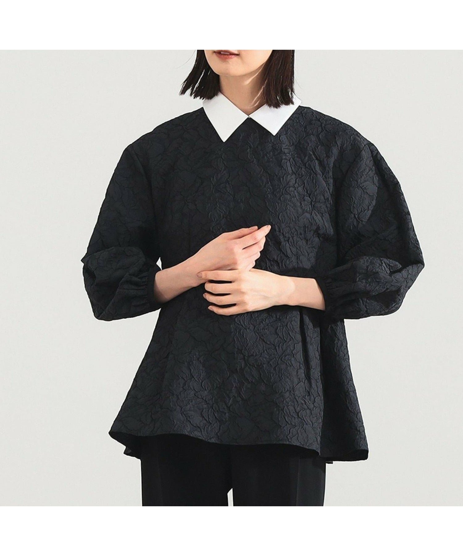 【デミルクス ビームス/Demi-Luxe BEAMS】の【手洗い可能】フクレ織り アタッチドカラー ブラウス* ビームスセレモニー2026 オフィスカジュアル きれいめカジュアル オンオフ兼用 通勤服 人気、トレンドファッション・服の通販 founy(ファニー) 　ファッション　Fashion　レディースファッション　Fashion for Women　トップス・カットソー　Cut & Sew Tops　シャツ・ブラウス・オフィスカジュアル　Elegant Blouses & Button-Ups　エレガント 上品　Elegant　スリーブ　Sleeve, Long Sleeve / Short Sleeve　タイトスカート　Pencil Skirt, Tight Skirt　ペプラム　Peplum, Flared Hem　セレモニー　Ceremony　ビジネス 仕事 通勤　Business / Work / Commuting　 other-1|ID: prp329100004919276 ipo3291000000036903830