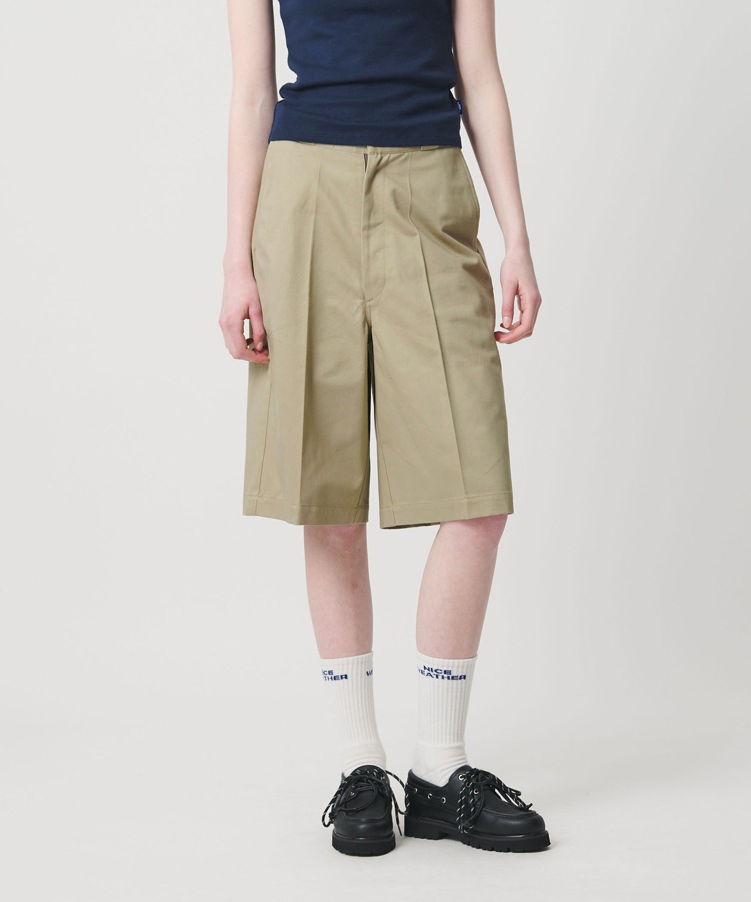 【ビューティ&ユース ユナイテッドアローズ/BEAUTY&YOUTH / UNITED ARROWS】のNICE WEATHER ウィメンズ チノハーフパンツ インテリア・キッズ・メンズ・レディースファッション・服の通販 founy(ファニー) 　ファッション　Fashion　レディースファッション　Fashion for Women　パンツ　Pants & Trousers　ショートパンツ・ハーフパンツ　High-Waisted & Relaxed Shorts　ショーツ　Shorts, Short Pants　センター　Center, Center Line　ドローコード　Drawcord, Drawstring Cord　バランス　Balance, Style Balance　リラックス　Relax, Relaxed Fit　エレガント 上品　Elegant　BEIGE|ID: prp329100004919299 ipo3291000000036903934