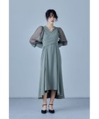 【ビーフラット/bflat】のクロスデザインブラウスセットドレス 結婚式 パーティードレス オケージョンドレス グリーン|ID:prp329100004919303