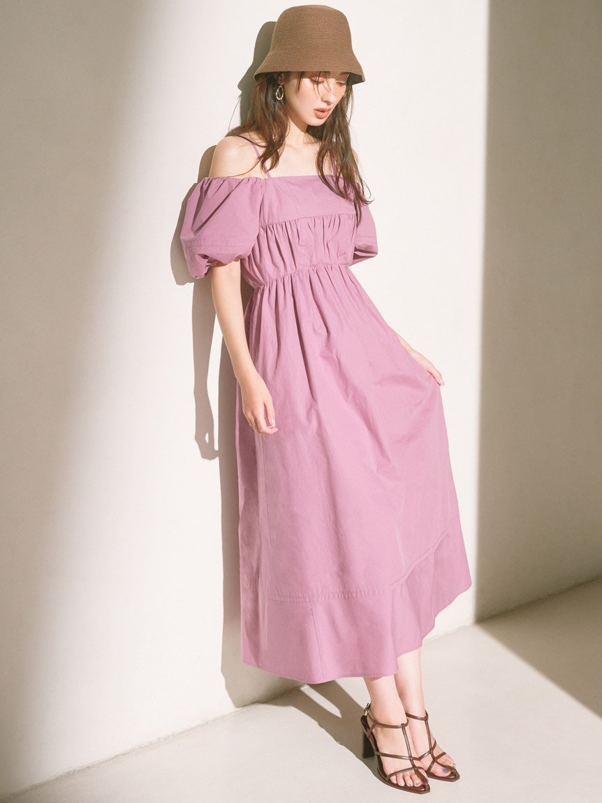 【スナイデル/SNIDEL】のオフショルパフスリワンピース インテリア・キッズ・メンズ・レディースファッション・服の通販 founy(ファニー) 　ファッション　Fashion　レディースファッション　Fashion for Women　ワンピース　Dresses　ウェーブ　Wavy Pattern　ギャザー　Gathered, Ruffled　ギンガム　Gingham, Gingham Fabric　シャーリング　Shirring, Ruched　ストレート　Straight, Straight Cut　スマート　Smart, Elegant　スリーブ　Sleeve, Long Sleeve / Short Sleeve　チェック　Check, Plaid, Tartan　チュール　Tulip, Tulip Motif　フィット　Fit, Slim Fit　フロント　Front, Front Design　無地　Plain, Solid Color　ラップ　Wrap, Wrap Design　ロマンティック　Romantic, Feminine Style　ローズ　Rose, Rose Motif　おすすめ　Recommended / Our Picks　ROSE[064]|ID: prp329100004923345 ipo3291000000036942350