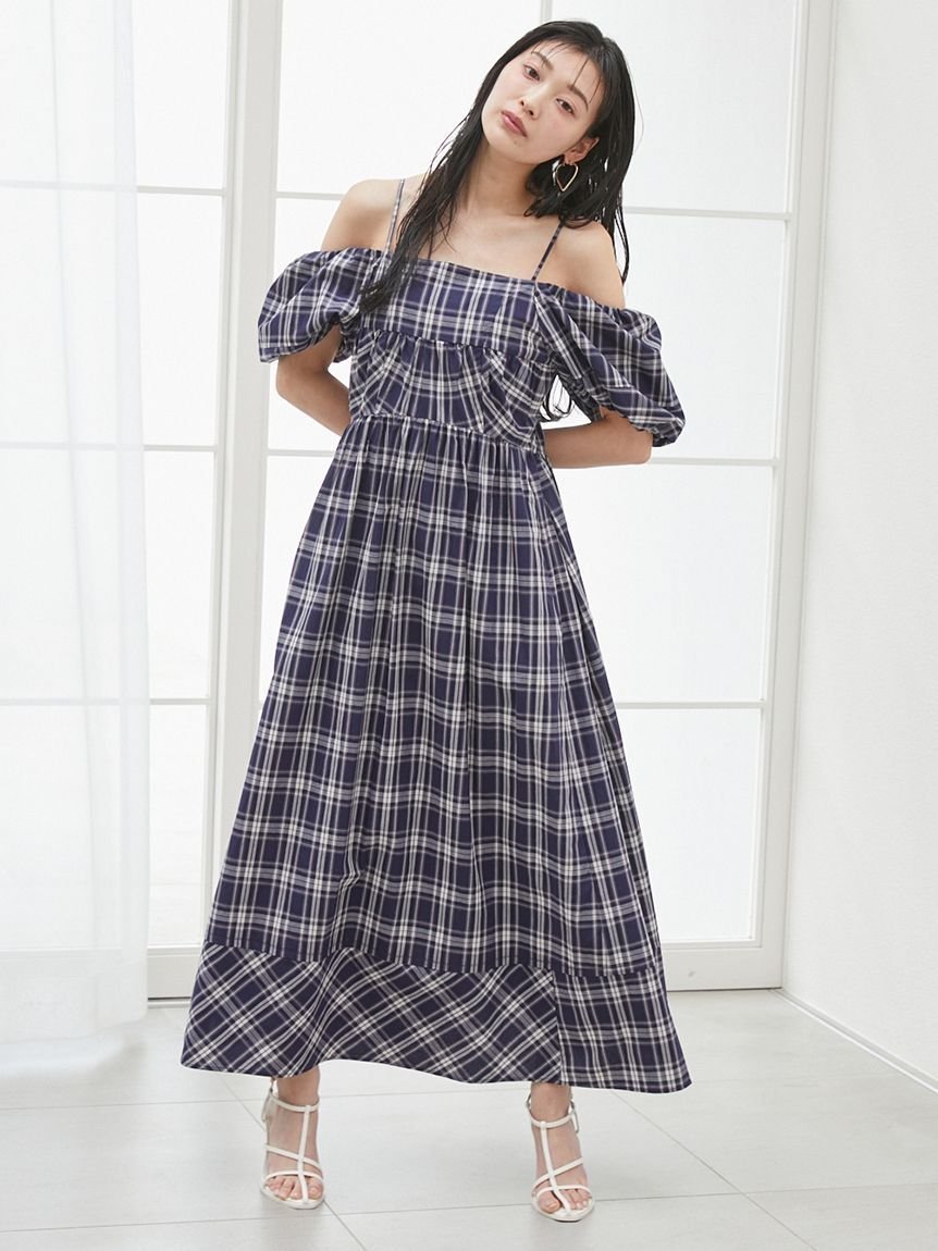 【スナイデル/SNIDEL】のオフショルパフスリワンピース インテリア・キッズ・メンズ・レディースファッション・服の通販 founy(ファニー) 　ファッション　Fashion　レディースファッション　Fashion for Women　ワンピース　Dresses　ウェーブ　Wavy Pattern　ギャザー　Gathered, Ruffled　ギンガム　Gingham, Gingham Fabric　シャーリング　Shirring, Ruched　ストレート　Straight, Straight Cut　スマート　Smart, Elegant　スリーブ　Sleeve, Long Sleeve / Short Sleeve　チェック　Check, Plaid, Tartan　チュール　Tulip, Tulip Motif　フィット　Fit, Slim Fit　フロント　Front, Front Design　無地　Plain, Solid Color　ラップ　Wrap, Wrap Design　ロマンティック　Romantic, Feminine Style　ローズ　Rose, Rose Motif　おすすめ　Recommended / Our Picks　CHECK[931]|ID: prp329100004923345 ipo3291000000036942353