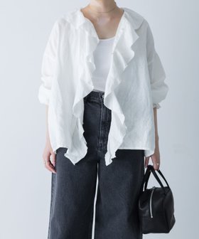【かぐれ/kagure / URBAN RESEARCH】のリネンフリルカラーシャツ 大人の最旬トレンドファッション＆コーディネート founy(ファウニー) ファッション Fashion レディースファッション Fashion for Women トップス・カットソー Cut & Sew Tops シャツ・ブラウス・オフィスカジュアル Elegant Blouses & Button-Ups 2026年 2026 2026春夏・S/S Spring/Summer 2026 SS26 ジャケット Jacket, Outerwear フリル Frill, Ruffle リネン Linen, Linen Fabric エレガント 上品 Elegant 夏 Summer S/S・春夏 SS, Spring/Summer, Warm Season |ID:prp329100004926006