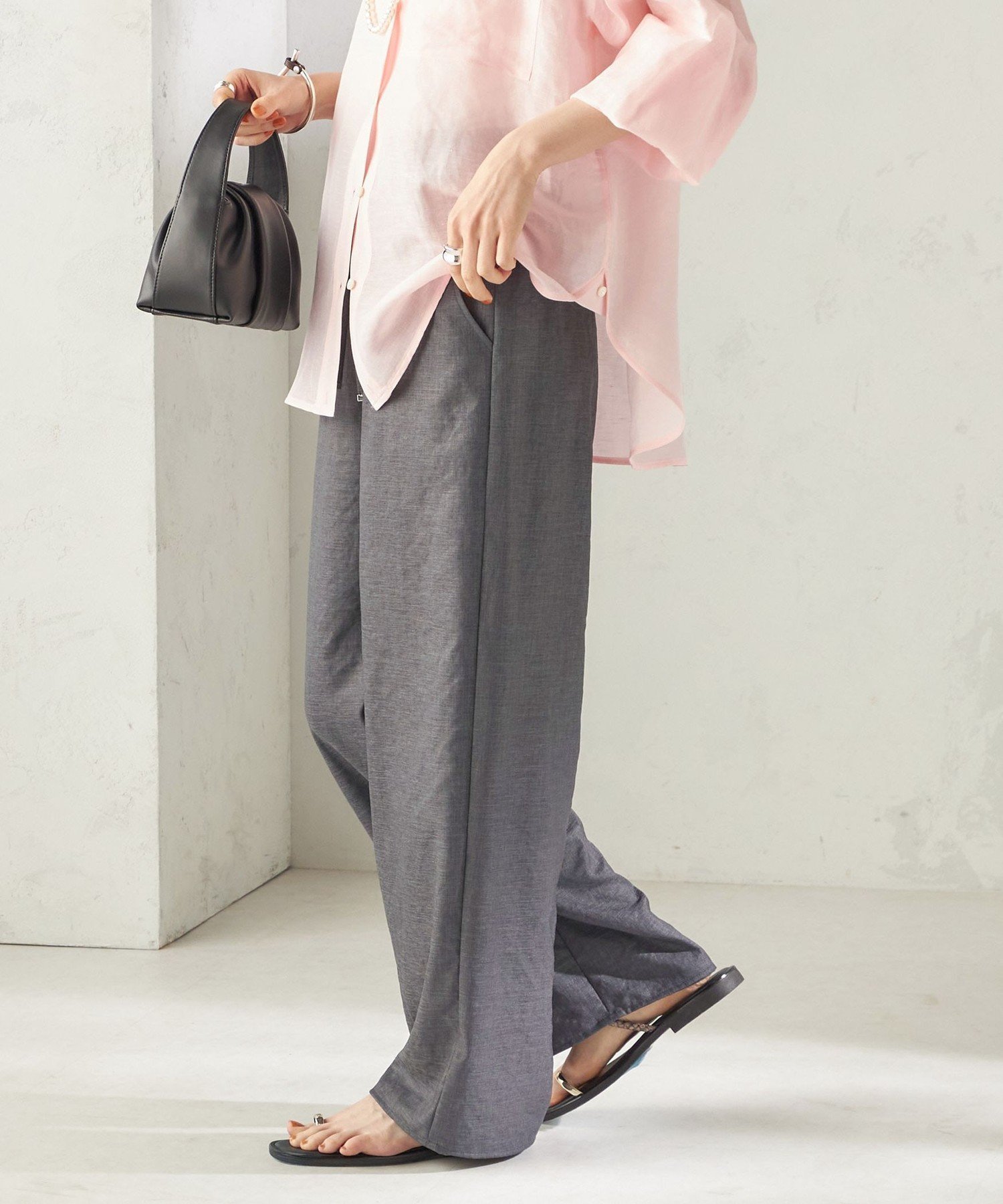 【シップス フォー ウィメン/SHIPS】の手洗い可能 ツイル ドロスト パンツ インテリア・キッズ・メンズ・レディースファッション・服の通販 founy(ファニー) 　ファッション　Fashion　レディースファッション　Fashion for Women　パンツ　Pants & Trousers　カッティング　Cutting Detail　ギャザー　Gathered, Ruffled　シューズ　Shoes, Footwear　ジャケット　Jacket, Outerwear　タンブラー　Tumbler, Travel Mug　ツイル　Twist, Twisted Detail　人気　Popular, Best Seller　バランス　Balance, Style Balance　フリル　Frill, Ruffle　ポケット　Pocket, Pocket Detail　おすすめ　Recommended / Our Picks　夏　Summer　旅行　Travel　2026年　2026　グレー|ID: prp329100004926178 ipo3291000000036964290