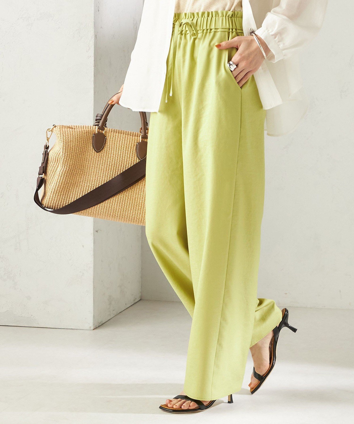 【シップス フォー ウィメン/SHIPS】の手洗い可能 ツイル ドロスト パンツ インテリア・キッズ・メンズ・レディースファッション・服の通販 founy(ファニー) 　ファッション　Fashion　レディースファッション　Fashion for Women　パンツ　Pants & Trousers　カッティング　Cutting Detail　ギャザー　Gathered, Ruffled　シューズ　Shoes, Footwear　ジャケット　Jacket, Outerwear　タンブラー　Tumbler, Travel Mug　ツイル　Twist, Twisted Detail　人気　Popular, Best Seller　バランス　Balance, Style Balance　フリル　Frill, Ruffle　ポケット　Pocket, Pocket Detail　おすすめ　Recommended / Our Picks　夏　Summer　旅行　Travel　2026年　2026　ライトグリーン|ID: prp329100004926178 ipo3291000000036964303