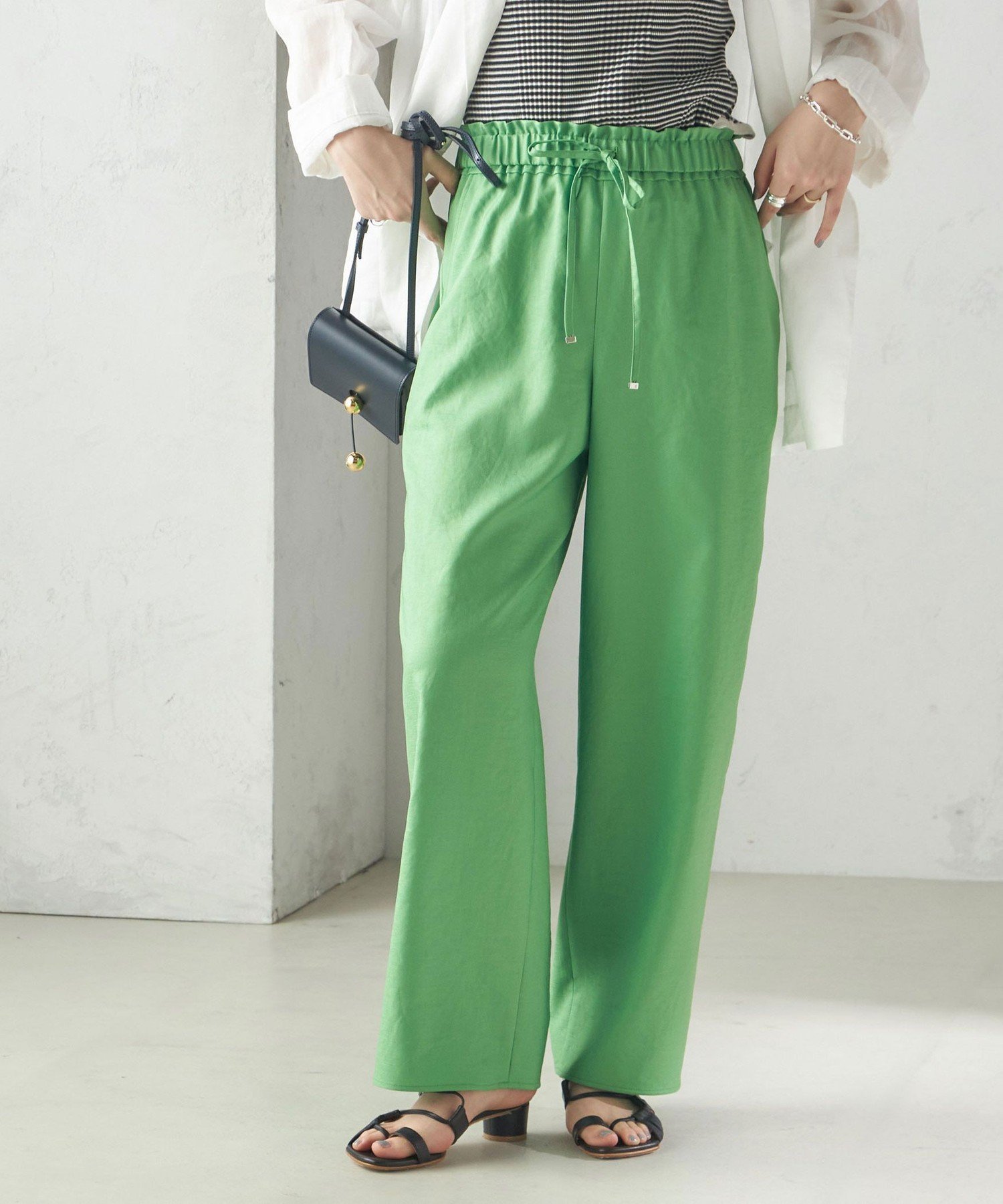 【シップス フォー ウィメン/SHIPS】の手洗い可能 ツイル ドロスト パンツ インテリア・キッズ・メンズ・レディースファッション・服の通販 founy(ファニー) 　ファッション　Fashion　レディースファッション　Fashion for Women　パンツ　Pants & Trousers　カッティング　Cutting Detail　ギャザー　Gathered, Ruffled　シューズ　Shoes, Footwear　ジャケット　Jacket, Outerwear　タンブラー　Tumbler, Travel Mug　ツイル　Twist, Twisted Detail　人気　Popular, Best Seller　バランス　Balance, Style Balance　フリル　Frill, Ruffle　ポケット　Pocket, Pocket Detail　おすすめ　Recommended / Our Picks　夏　Summer　旅行　Travel　2026年　2026　グリーン|ID: prp329100004926178 ipo3291000000036964304