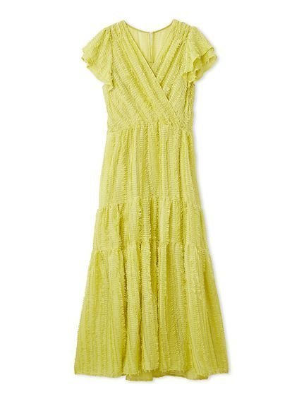 【フレイ アイディー/FRAY I.D】の【00サイズあり】フリンジジャカードティアードワンピース インテリア・キッズ・メンズ・レディースファッション・服の通販 founy(ファニー) 　ファッション　Fashion　レディースファッション　Fashion for Women　ワンピース　Dresses　エアリー　Airy Texture　シアー　Sheer, See-Through　スマート　Smart, Elegant　ダブル　Double, Double-Breasted　定番　Standard, Basic Item　人気　Popular, Best Seller　フレア　Flare, Flared　フロント　Front, Front Design　メタル　Metal, Metal Parts　LIME[022]|ID: prp329100004926203 ipo3291000000036964400