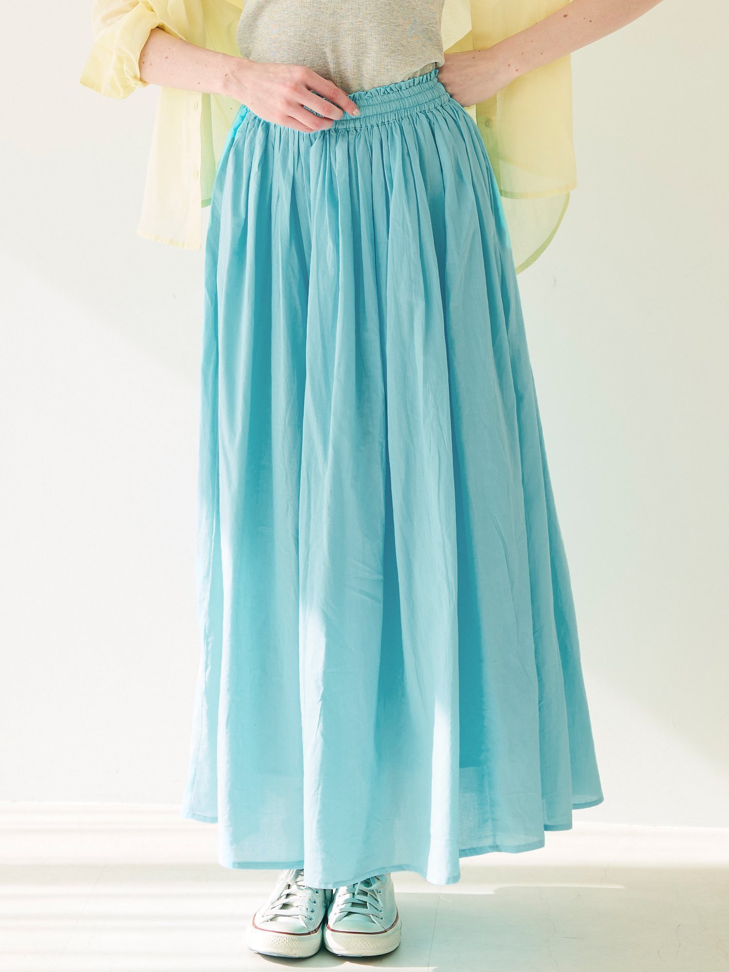 【コカ/COCA】のコットンボイルフレアスカート インテリア・キッズ・メンズ・レディースファッション・服の通販 founy(ファニー) 　ファッション　Fashion　レディースファッション　Fashion for Women　スカート　Skirts　Aライン・フレアスカート　A-Line & Flared Skirts　インド　Indian Textile　春　Spring　カットソー　Cut and Sewn Top　ギャザー　Gathered, Ruffled　コンパクト　Compact, Small Size　軽量　Lightweight, Ultra Light　ショート　Short, Short Length　シンプル　Simple, Minimal　なめらか　Smooth, Silky Texture　バランス　Balance, Style Balance　フィット　Fit, Slim Fit　フェミニン　Feminine, Girly　フレア　Flare, Flared　ポケット　Pocket, Pocket Detail　マキシ　Maxi, Full Length　無地　Plain, Solid Color　リゾート　Resort, Vacation Style　ロング　Long, Long-Length　楽ちん　Easy Fit, Comfortable　夏　Summer　旅行　Travel　2026年　2026　Blue|ID: prp329100004926209 ipo3291000000036964436