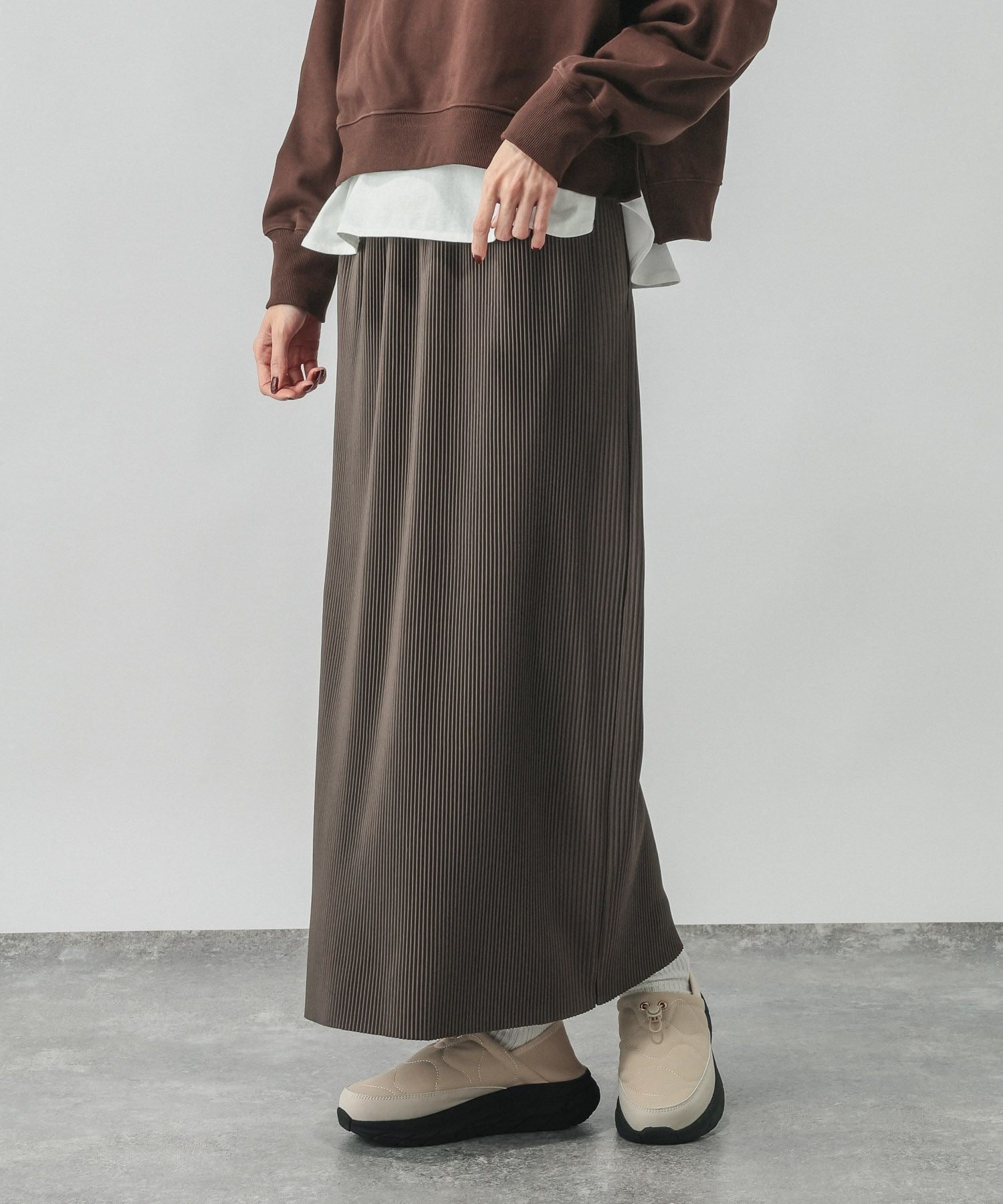 【グローバルワーク/GLOBAL WORK】のセルフカットプリーツナロースカート/638731 インテリア・キッズ・メンズ・レディースファッション・服の通販 founy(ファニー) 　ファッション　Fashion　レディースファッション　Fashion for Women　スカート　Skirts　おすすめ　Recommended / Our Picks　ショート　Short, Short Length　スウェット / スエット　Sweatshirt, Sweatwear　デニム　Denim, Jeans Material　プリント　Print, Printed Pattern　プリーツ　Pleats, Pleated　リゾート　Resort, Vacation Style　リラックス　Relax, Relaxed Fit　レギュラー　Regular, Standard Fit　旅行　Travel　楽ちん　Easy Fit, Comfortable　羽織　Haori, Light Jacket　ブラウン58|ID: prp329100004926217 ipo3291000000036964472