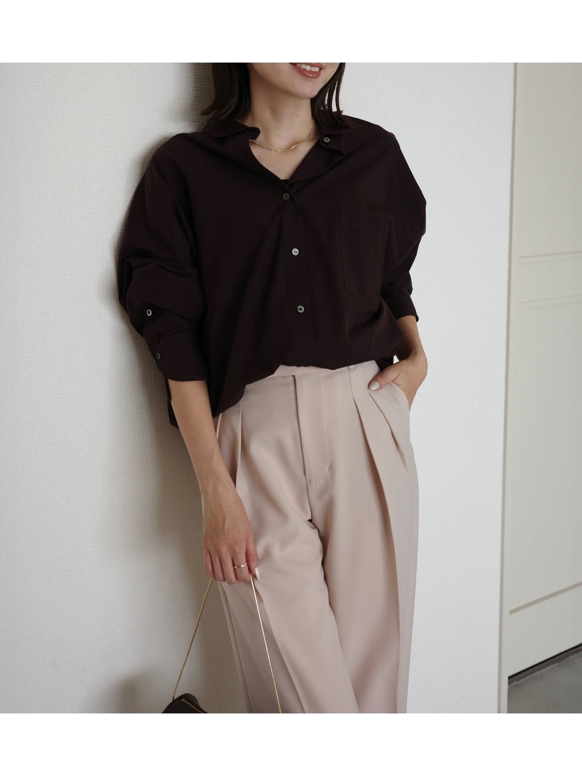 【アニュアンス/anuans】のスタンダードシャツ インテリア・キッズ・メンズ・レディースファッション・服の通販 founy(ファニー) 　ファッション　Fashion　レディースファッション　Fashion for Women　トップス・カットソー　Cut & Sew Tops　シャツ・ブラウス・オフィスカジュアル　Elegant Blouses & Button-Ups　スタンダード　Standard, Basic　DARK BROWN|ID: prp329100004926342 ipo3291000000036964815