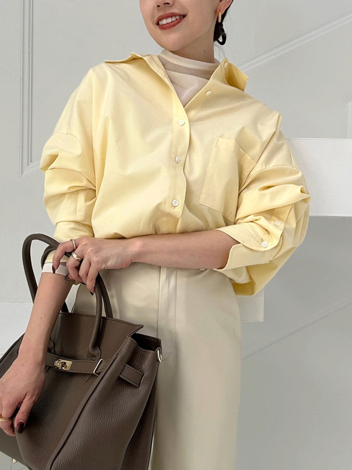 【アニュアンス/anuans】のスタンダードシャツ インテリア・キッズ・メンズ・レディースファッション・服の通販 founy(ファニー) 　ファッション　Fashion　レディースファッション　Fashion for Women　トップス・カットソー　Cut & Sew Tops　シャツ・ブラウス・オフィスカジュアル　Elegant Blouses & Button-Ups　スタンダード　Standard, Basic　YELLOW|ID: prp329100004926342 ipo3291000000036964817