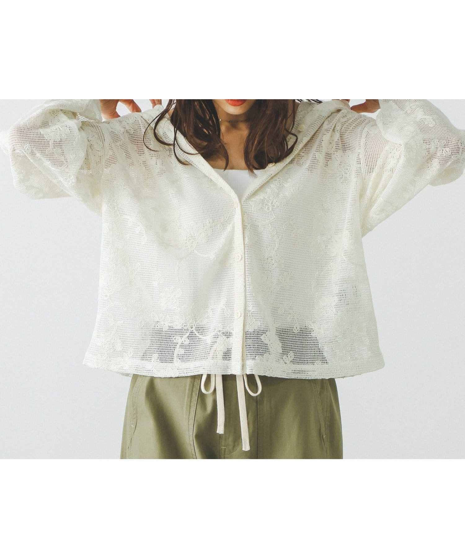 【グローバルワーク/GLOBAL WORK】のジャガードレースパーカー/632458 人気、トレンドファッション・服の通販 founy(ファニー) 　ファッション　Fashion　レディースファッション　Fashion for Women　トップス・カットソー　Cut & Sew Tops　レディースパーカー・カジュアルフーディー　Casual Hoodies & Sweatshirts　おすすめ　Recommended / Our Picks　インナー　Innerwear　シアー　Sheer, See-Through　タンク　Tank Top, Sleeveless Top　トレンド　Trend, Trending Now　バランス　Balance, Style Balance　パーカー　Hoodie, Parka　プリント　Print, Printed Pattern　ボトム　Bottoms, Lower Wear　メッシュ　Mesh, Net Fabric　レース　Lace, Lace Fabric　今季　This Season, Current Season　夏　Summer　旅行　Travel　春　Spring　S/S・春夏　SS, Spring/Summer, Warm Season　羽織　Haori, Light Jacket　 other-1|ID: prp329100004926366 ipo3291000000036964934