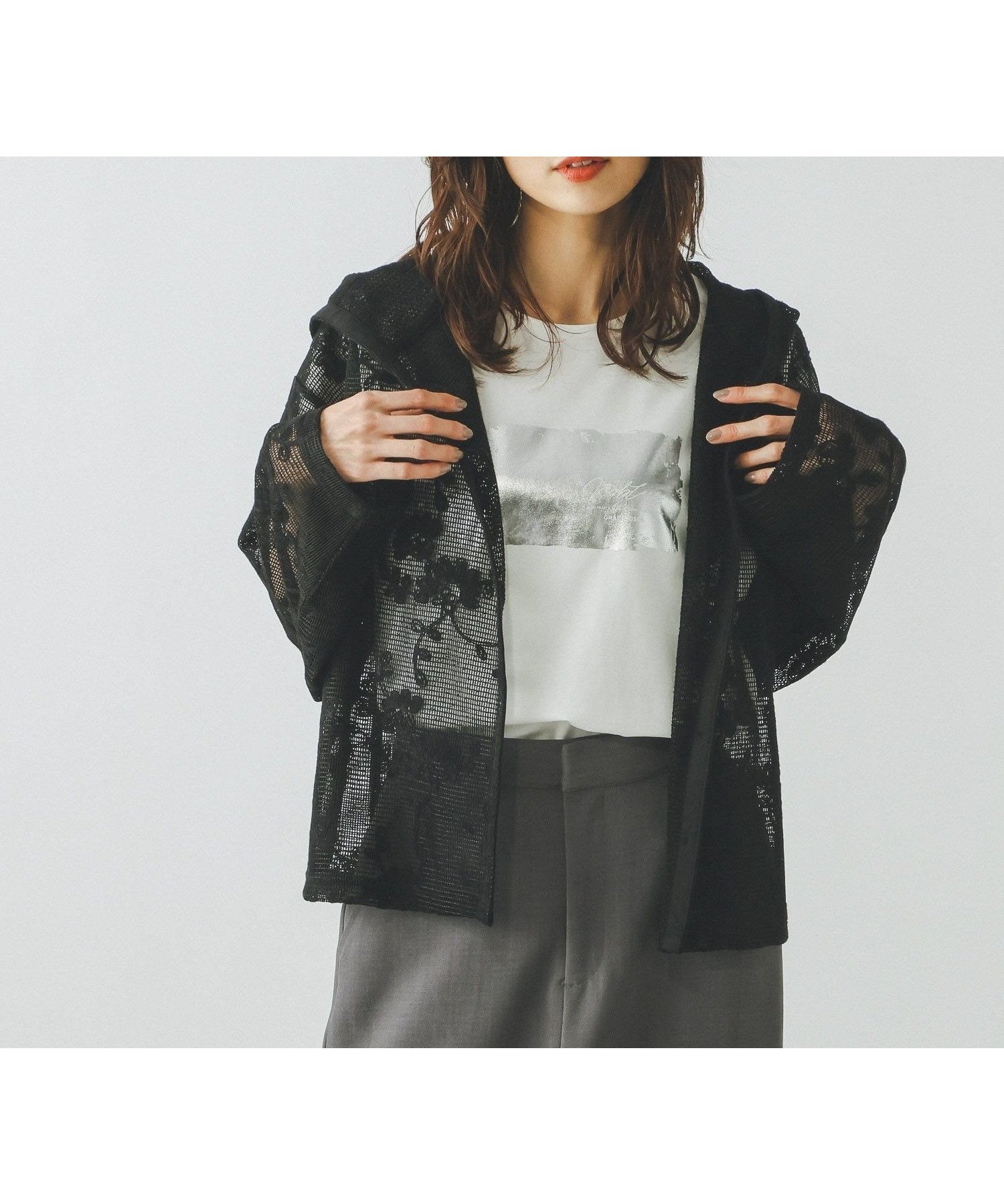 【グローバルワーク/GLOBAL WORK】のジャガードレースパーカー/632458 インテリア・キッズ・メンズ・レディースファッション・服の通販 founy(ファニー) 　ファッション　Fashion　レディースファッション　Fashion for Women　トップス・カットソー　Cut & Sew Tops　レディースパーカー・カジュアルフーディー　Casual Hoodies & Sweatshirts　おすすめ　Recommended / Our Picks　インナー　Innerwear　シアー　Sheer, See-Through　タンク　Tank Top, Sleeveless Top　トレンド　Trend, Trending Now　バランス　Balance, Style Balance　パーカー　Hoodie, Parka　プリント　Print, Printed Pattern　ボトム　Bottoms, Lower Wear　メッシュ　Mesh, Net Fabric　レース　Lace, Lace Fabric　今季　This Season, Current Season　夏　Summer　旅行　Travel　春　Spring　S/S・春夏　SS, Spring/Summer, Warm Season　羽織　Haori, Light Jacket　ブラック09|ID: prp329100004926366 ipo3291000000036964937