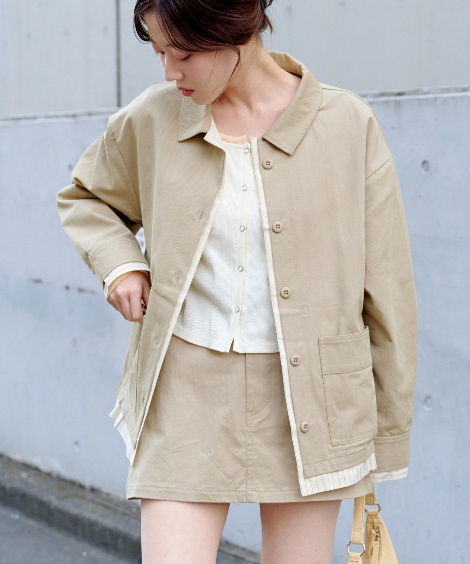 【パルグループ/PAL GROUP】の【Kastane】レイヤードミドルシャツジャケット 人気、トレンドファッション・服の通販 founy(ファニー) 　ファッション　Fashion　レディースファッション　Fashion for Women　アウター　Coat / Outerwear Collection　レディースジャケット・軽アウター　Jackets　シンプル　Simple, Minimal　ジャケット　Jacket, Outerwear　ストライプ　Stripe, Striped Pattern　ミドル　Middle Length, Mid Height　レース　Lace, Lace Fabric　春　Spring　 other-1|ID: prp329100004927920 ipo3291000000036978219