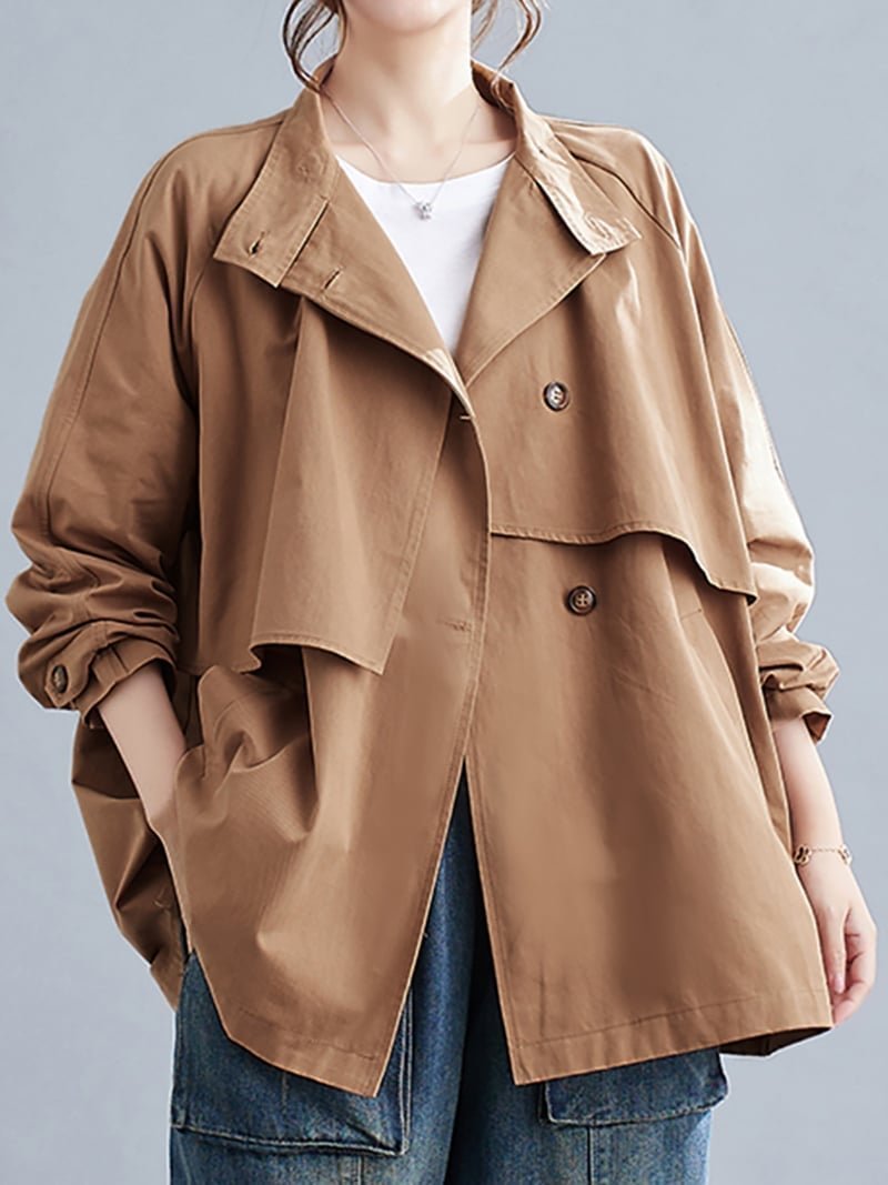 【ドゥーベル/Doux Belle】のケープ風デザイントレンチコート レディース コート インテリア・キッズ・メンズ・レディースファッション・服の通販 founy(ファニー) 　ファッション　Fashion　レディースファッション　Fashion for Women　アウター　Coat / Outerwear Collection　コート・ロングコート・ピーコート　Long Coats, Peacoats & More　トレンチコート / 春秋の定番アウター　Trench Coats　クラシカル　Classical, Vintage-Inspired　スタイリッシュ　Stylish, Fashionable　ダブル　Double, Double-Breasted　ハイネック　High Neck, Mock Neck　フォルム　Silhouette, Form　フロント　Front, Front Design　春　Spring　秋　Autumn　ブラウン|ID: prp329100004927932 ipo3291000000036978343