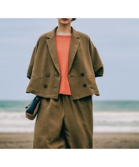 【レプシィム ローリーズファーム/LEPSIM LOWRYS FARM】の《リネンライクドライシリーズ》ランタンショート5分袖ダブルジャケット 人気、トレンドファッション・服の通販 founy(ファニー) ファッション Fashion レディースファッション Fashion for Women アウター Coat / Outerwear Collection レディースジャケット・軽アウター Jackets おすすめ Recommended / Our Picks ショート Short, Short Length ジャケット Jacket, Outerwear セットアップ Set-Up, Coordinated Outfit ダブル Double, Double-Breasted バランス Balance, Style Balance ラップ Wrap, Wrap Design ワイド Wide, Wide Fit |ID:prp329100004927935