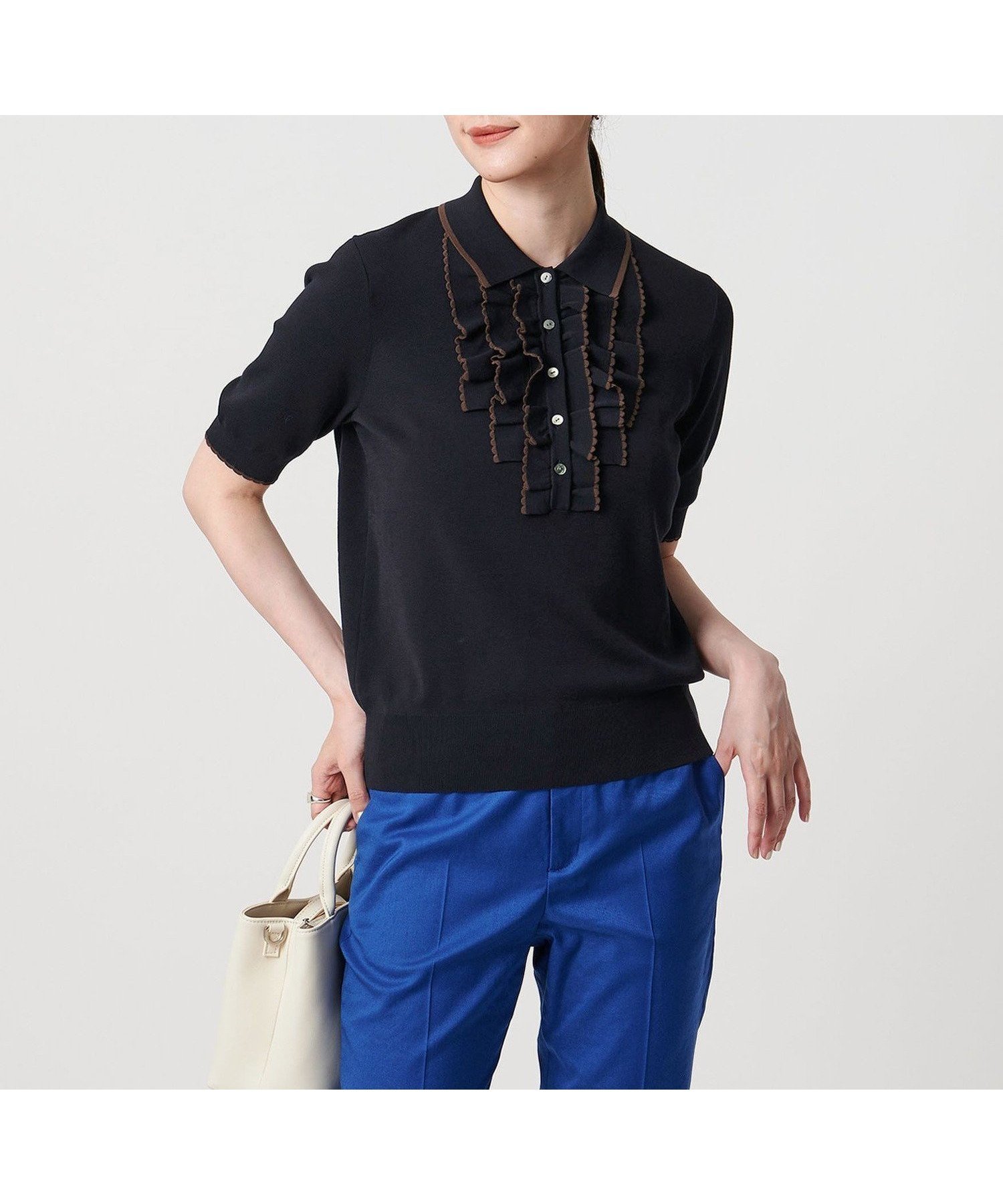 【ユナイテッドアローズ/UNITED ARROWS】のスカラップ フリル ショートスリーブ ニット -ウォッシャブル- インテリア・キッズ・メンズ・レディースファッション・服の通販 founy(ファニー) 　ファッション　Fashion　レディースファッション　Fashion for Women　トップス・カットソー　Cut & Sew Tops　ニット　Knit Tops & Sweaters　ウォッシャブル　Machine Washable　ショート　Short, Short Length　スカラップ　Scallop, Scalloped Edge　ストレート　Straight, Straight Cut　スリーブ　Sleeve, Long Sleeve / Short Sleeve　テーパード　Tapered, Tapered Pants　ノースリーブ　Sleeveless, No-Sleeve　フェミニン　Feminine, Girly　フリル　Frill, Ruffle　ワイド　Wide, Wide Fit　アウトレット　Outlet / Clearance　エレガント 上品　Elegant　NAVY|ID: prp329100004928011 ipo3291000000036979076