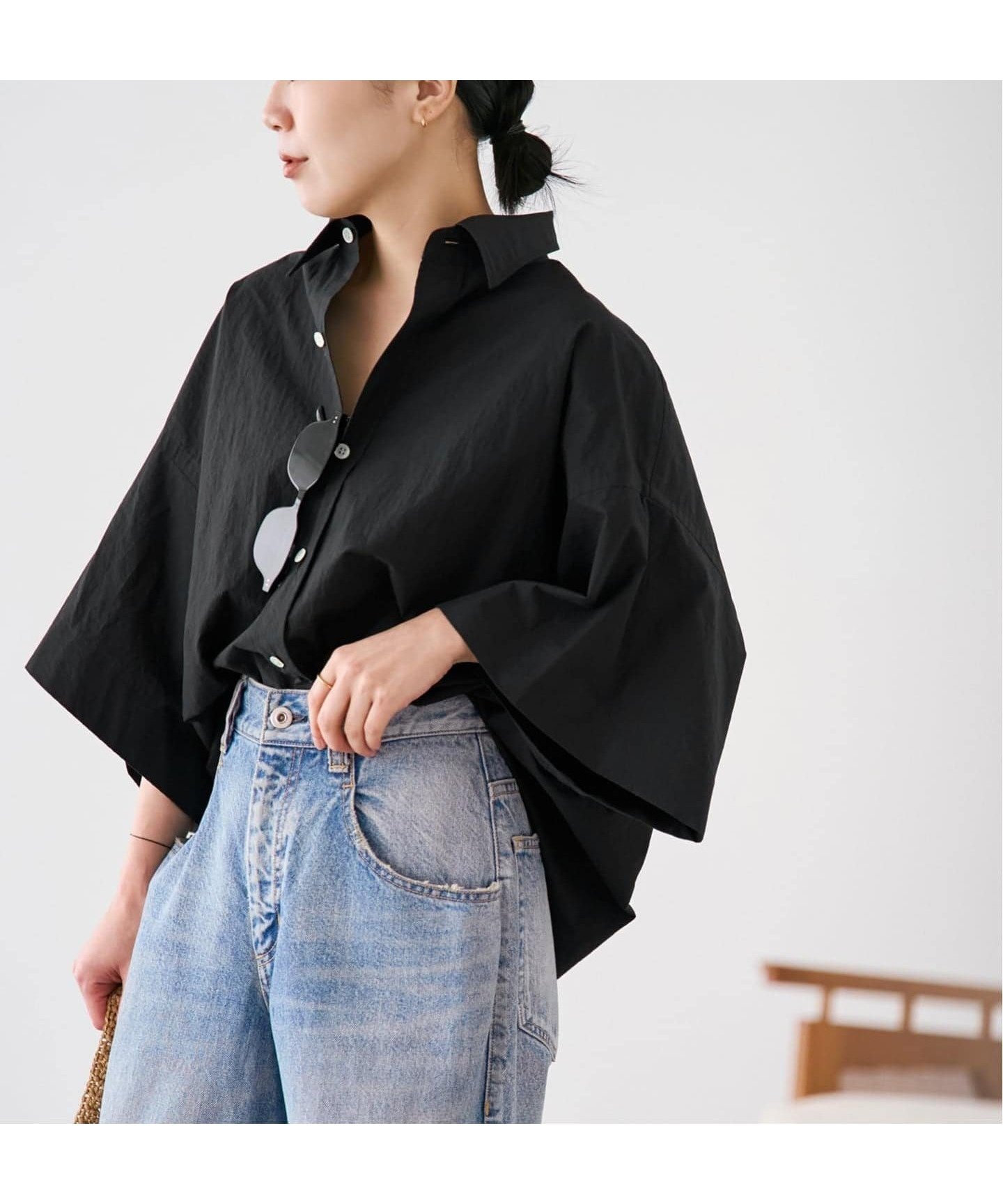 【プラージュ/Plage】の《追加》Roll Up Cuffs シャツ インテリア・キッズ・メンズ・レディースファッション・服の通販 founy(ファニー) 　ファッション　Fashion　レディースファッション　Fashion for Women　トップス・カットソー　Cut & Sew Tops　シャツ・ブラウス・オフィスカジュアル　Elegant Blouses & Button-Ups　ストライプ　Stripe, Striped Pattern　デニム　Denim, Jeans Material　リラックス　Relax, Relaxed Fit　レギュラー　Regular, Standard Fit　ワッシャー　Washer, Crinkled Finish　夏　Summer　無地　Plain, Solid Color　ブラック|ID: prp329100004928075 ipo3291000000036979668