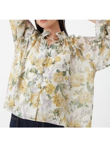 【ミラオーウェン/Mila Owen】のフラワープリントブラウス インテリア・キッズ・メンズ・レディースファッション・服の通販 founy(ファニー) 　雑誌掲載アイテム　Magazine Picks & Fashion Features　ファッション雑誌　Fashion Magazines　オッジ　Oggi　ファッション　Fashion　レディースファッション　Fashion for Women　トップス・カットソー　Cut & Sew Tops　シャツ・ブラウス・オフィスカジュアル　Elegant Blouses & Button-Ups　花柄・フラワープリント・モチーフ　Floral Prints & Motifs / Flower Pattern Tops　インナー　Innerwear　春　Spring　キャミ　Camisole, Cami Top　ギャザー　Gathered, Ruffled　3月号　March Issue　シアー　Sheer, See-Through　シフォン　Chiffon, Lightweight Fabric　シャーリング　Shirring, Ruched　スマート　Smart, Elegant　雑誌　Magazine, Fashion Magazine　ファブリック　Fabric, Textile　フラワー　Flower, Floral　プリント　Print, Printed Pattern　モチーフ　Motif, Design Theme　エレガント 上品　Elegant　YEL[032]|ID: prp329100004928100 ipo3291000000036979865