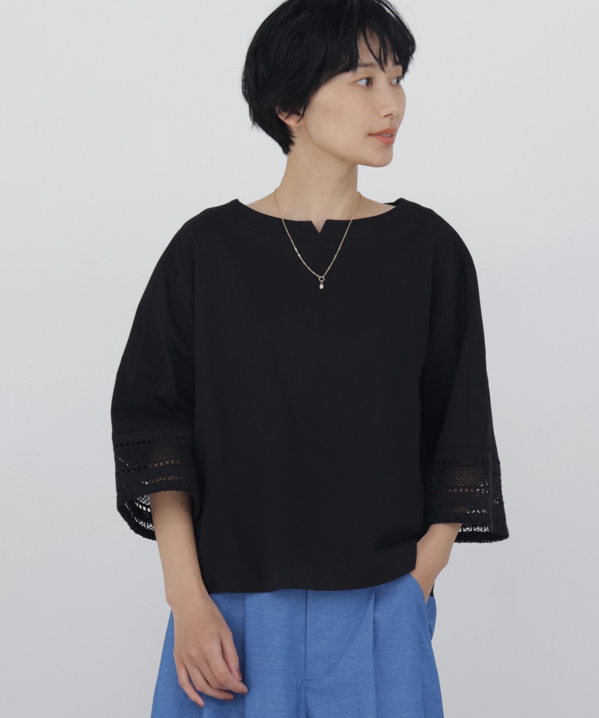 【ヒューマンウーマン/HUMAN WOMAN】の袖レース強撚糸TOPS 人気、トレンドファッション・服の通販 founy(ファニー) 　ファッション　Fashion　レディースファッション　Fashion for Women　トップス・カットソー　Cut & Sew Tops　おすすめ　Recommended / Our Picks　かぎ針　Crochet　スタンダード　Standard, Basic　レース　Lace, Lace Fabric　羽織　Haori, Light Jacket　 other-1|ID: prp329100004928126 ipo3291000000036980119