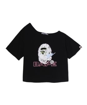 【ア ベイシング エイプ/A BATHING APE】のMULTI LOGO CUTOUT OVERSIZED TEE 人気、トレンドファッション・服の通販 founy(ファニー) ファッション Fashion レディースファッション Fashion for Women ショート Short, Short Length ストーン Stone, Gem-Like スリーブ Sleeve, Long Sleeve / Short Sleeve フロント Front, Front Design プリント Print, Printed Pattern |ID:prp329100004928142