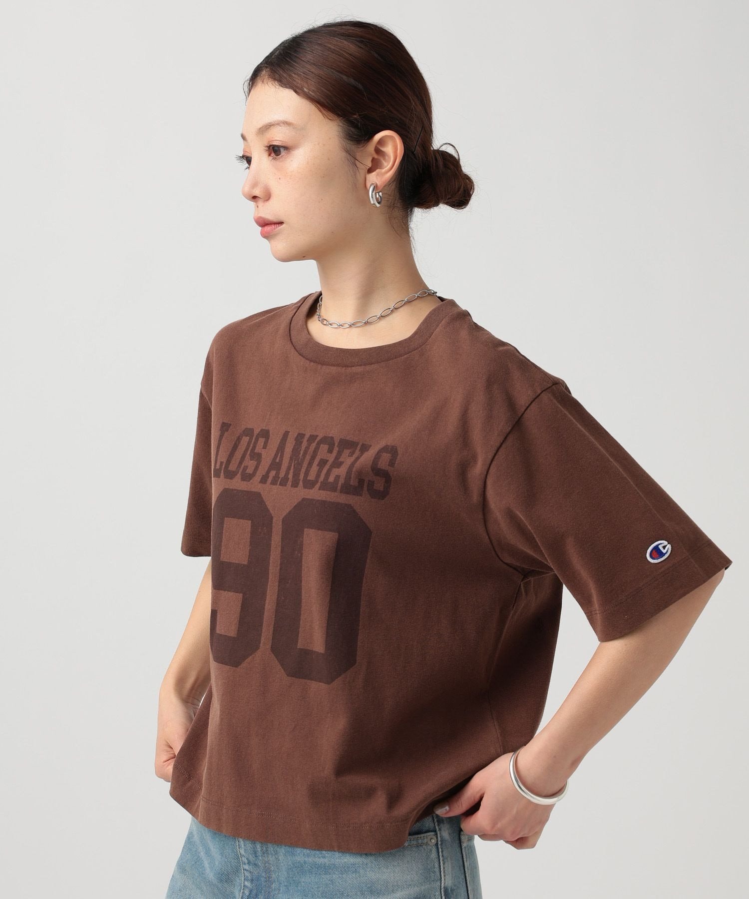 【ベイフロー/BAYFLOW】の【Champion(チャンピオン)】別注フロントロゴTシャツ インテリア・キッズ・メンズ・レディースファッション・服の通販 founy(ファニー) 　ファッション　Fashion　レディースファッション　Fashion for Women　トップス・カットソー　Cut & Sew Tops　シャツ・ブラウス・オフィスカジュアル　Elegant Blouses & Button-Ups　ロングTシャツ・Tシャツ　Longline T-Shirts & Tees　ヴィンテージ　Vintage Style　キャンバス　Canvas, Canvas Fabric　ショート　Short, Short Length　スリーブ　Sleeve, Long Sleeve / Short Sleeve　ニューヨーク　New York, NYC Style　フィット　Fit, Slim Fit　フロント　Front, Front Design　ブリーチ　Bleach, Washed Finish　プリント　Print, Printed Pattern　別注　Limited Edition, Custom Order　ユーズド　Used, Vintage-Look　リラックス　Relax, Relaxed Fit　おすすめ　Recommended / Our Picks　ブラウン50|ID: prp329100004928172 ipo3291000000036980562