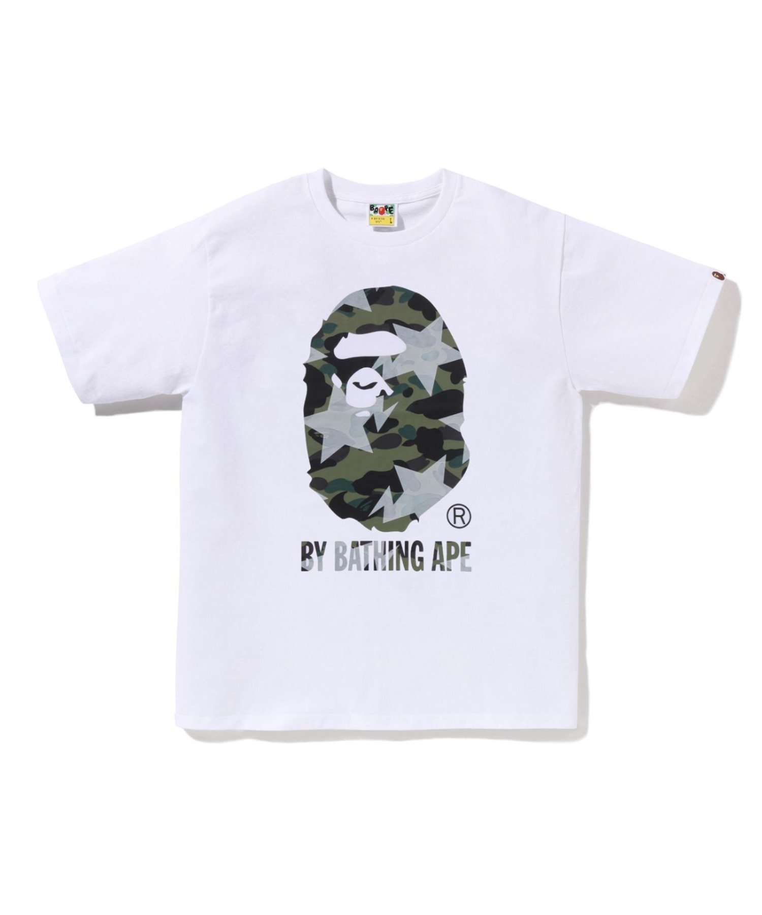 【ア ベイシング エイプ/A BATHING APE】のSTA OVER PRINT 1ST CAMO BY BATHING APE TEE インテリア・キッズ・メンズ・レディースファッション・服の通販 founy(ファニー) 　ファッション　Fashion　レディースファッション　Fashion for Women　インナー　Innerwear　コレクション　Collection, Seasonal Line　ショート　Short, Short Length　スリーブ　Sleeve, Long Sleeve / Short Sleeve　フロント　Front, Front Design　プリント　Print, Printed Pattern　モチーフ　Motif, Design Theme　ラバー　Rubber, Rubber Sole　定番　Standard, Basic Item　WH×GR|ID: prp329100004928181 ipo3291000000036980640
