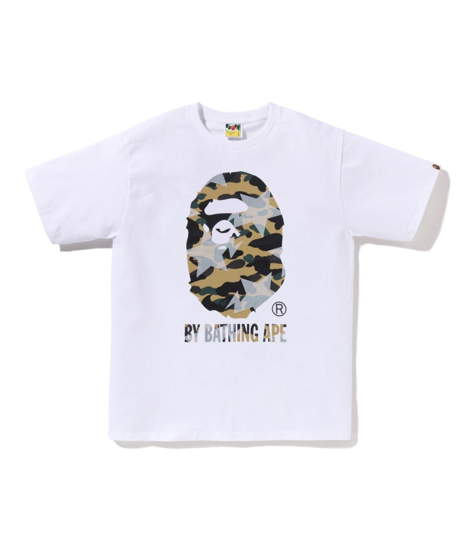 【ア ベイシング エイプ/A BATHING APE】のSTA OVER PRINT 1ST CAMO BY BATHING APE TEE インテリア・キッズ・メンズ・レディースファッション・服の通販 founy(ファニー) 　ファッション　Fashion　レディースファッション　Fashion for Women　インナー　Innerwear　コレクション　Collection, Seasonal Line　ショート　Short, Short Length　スリーブ　Sleeve, Long Sleeve / Short Sleeve　フロント　Front, Front Design　プリント　Print, Printed Pattern　モチーフ　Motif, Design Theme　ラバー　Rubber, Rubber Sole　定番　Standard, Basic Item　WH×YE|ID: prp329100004928181 ipo3291000000036980644