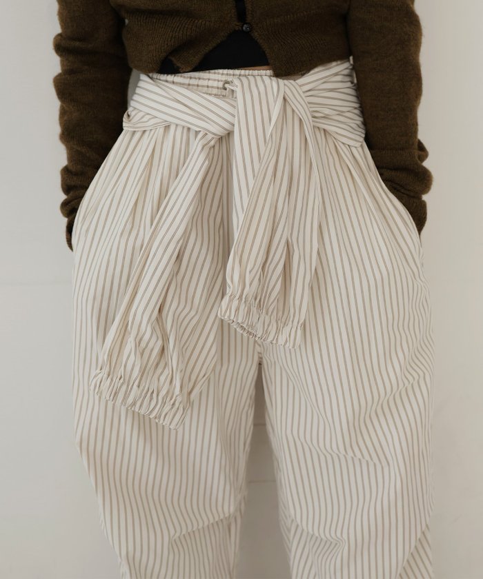 【ヘラム/hellam】の腰巻き風ストライプイージーパンツ インテリア・キッズ・メンズ・レディースファッション・服の通販 founy(ファニー) https://founy.com/ ファッション Fashion レディースファッション Fashion for Women パンツ Pants & Trousers |ID: prp329100004928218 ipo3291000000036981071