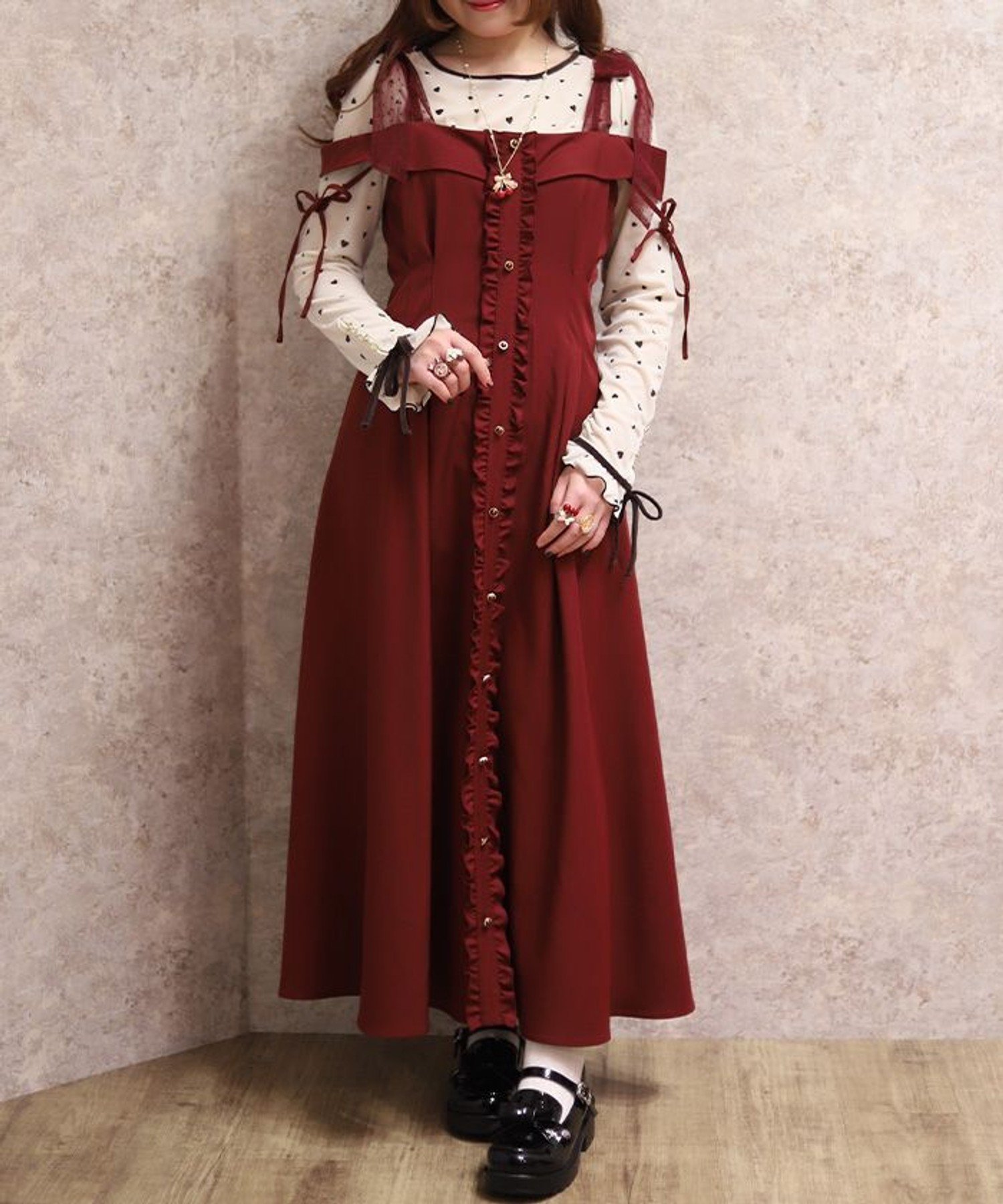 【アクシーズファム/axes femme】のチュールリボン付OP インテリア・キッズ・メンズ・レディースファッション・服の通販 founy(ファニー) 　ファッション　Fashion　レディースファッション　Fashion for Women　ワンピース　Dresses　おすすめ　Recommended / Our Picks　インナー　Innerwear　キャミワンピース　Cami Dress, Slip Dress　バランス　Balance, Style Balance　フィット　Fit, Slim Fit　フェミニン　Feminine, Girly　リボン　Ribbon, Bow　レース　Lace, Lace Fabric　ロング　Long, Long-Length　ワイン|ID: prp329100004928250 ipo3291000000036981388