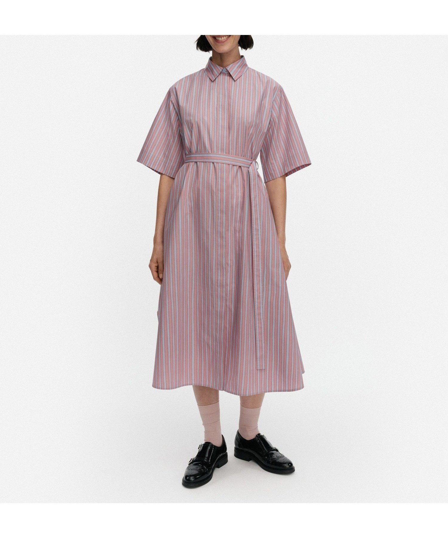 【マリメッコ/marimekko】のPaperi Piccolo ワンピース インテリア・キッズ・メンズ・レディースファッション・服の通販 founy(ファニー) 　ファッション　Fashion　レディースファッション　Fashion for Women　ワンピース　Dresses　ストライプ　Stripe, Striped Pattern　ライトピンク×ライトブルー|ID: prp329100004928256 ipo3291000000036981422