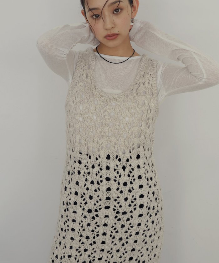 【ヘラム/hellam】のメッシュニットワンピース インテリア・キッズ・メンズ・レディースファッション・服の通販 founy(ファニー) https://founy.com/ ファッション Fashion レディースファッション Fashion for Women ワンピース Dresses ニットワンピース Knit Dresses トレンド Trend, Trending Now |ID: prp329100004928263 ipo3291000000036981475