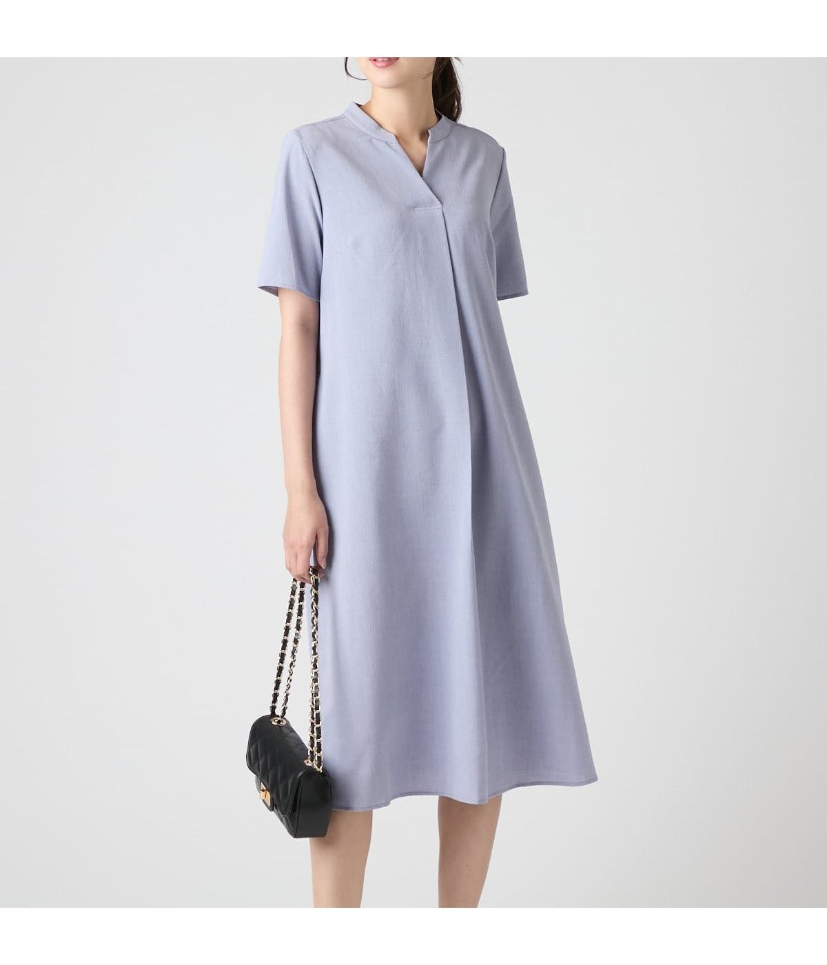 【ニューヨーカー/NEWYORKER】の【ウォッシャブル】ハイツイストポリエステル 半袖ワンピース インテリア・キッズ・メンズ・レディースファッション・服の通販 founy(ファニー) 　ファッション　Fashion　レディースファッション　Fashion for Women　ワンピース　Dresses　ウォッシャブル　Machine Washable　春　Spring　スキッパー　Skipper, Open Collar　ベーシック　Basic, Essential　ペチコート　Petticoat, Underskirt　ポケット　Pocket, Pocket Detail　半袖　Short Sleeve, Half Sleeve　S/S・春夏　SS, Spring/Summer, Warm Season　おすすめ　Recommended / Our Picks　夏　Summer　エレガント 上品　Elegant　サックス|ID: prp329100004928296 ipo3291000000036981802