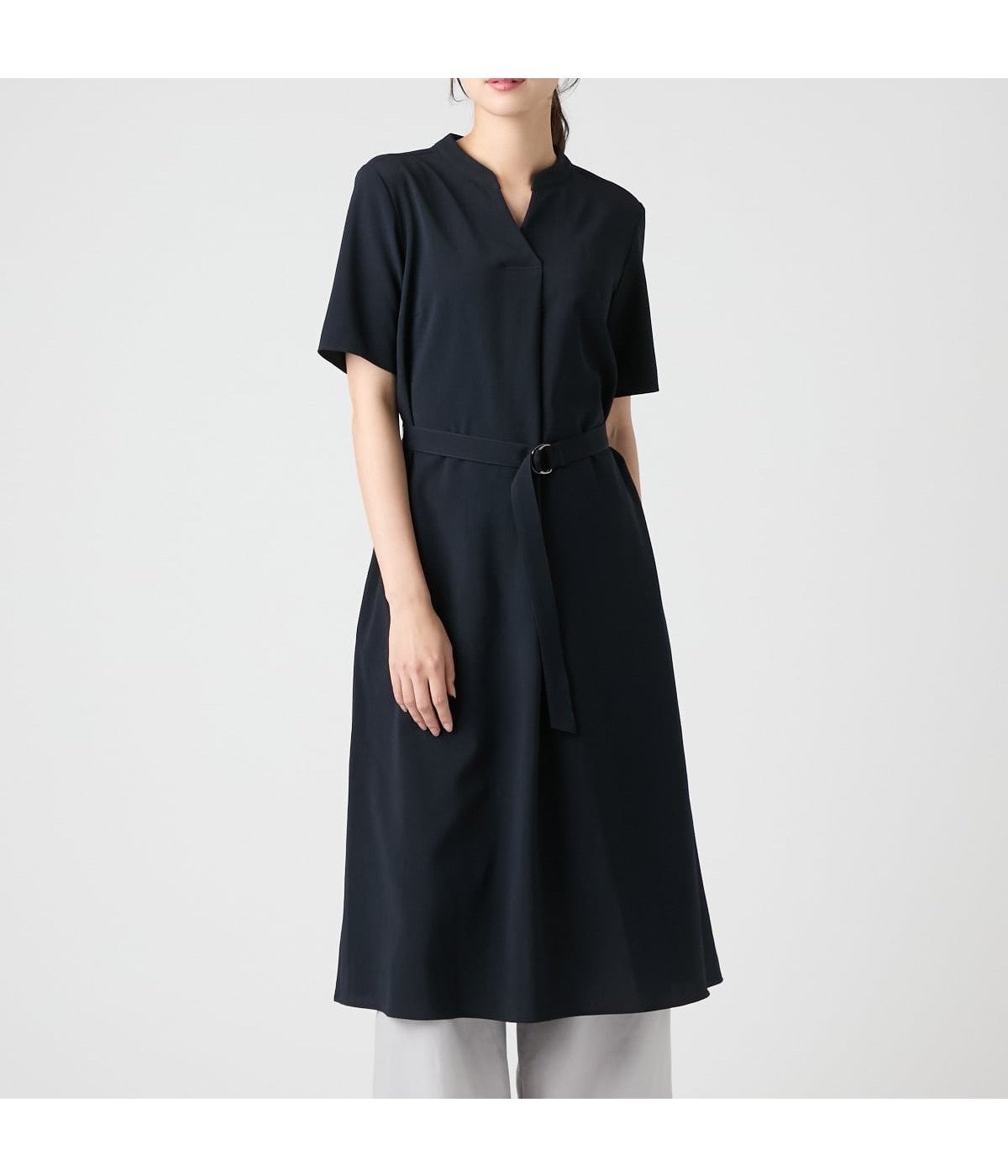 【ニューヨーカー/NEWYORKER】の【ウォッシャブル】ハイツイストポリエステル 半袖ワンピース インテリア・キッズ・メンズ・レディースファッション・服の通販 founy(ファニー) 　ファッション　Fashion　レディースファッション　Fashion for Women　ワンピース　Dresses　ウォッシャブル　Machine Washable　春　Spring　スキッパー　Skipper, Open Collar　ベーシック　Basic, Essential　ペチコート　Petticoat, Underskirt　ポケット　Pocket, Pocket Detail　半袖　Short Sleeve, Half Sleeve　S/S・春夏　SS, Spring/Summer, Warm Season　おすすめ　Recommended / Our Picks　夏　Summer　エレガント 上品　Elegant　ネイビー|ID: prp329100004928296 ipo3291000000036981806