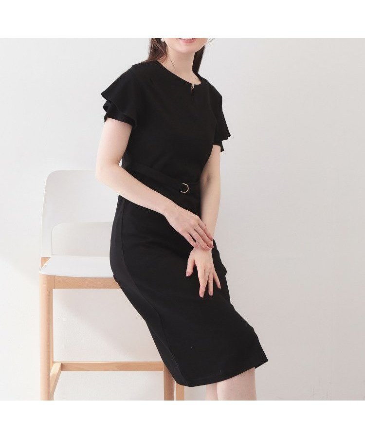 【インデックス/INDEX】のIラインフレアスリーブワンピース【洗濯機OK/接触冷感/UVケア】《XS~3L/6col》 インテリア・キッズ・メンズ・レディースファッション・服の通販 founy(ファニー) 　ファッション　Fashion　レディースファッション　Fashion for Women　ワンピース　Dresses　スマート　Smart, Elegant　フィット　Fit, Slim Fit　フレア　Flare, Flared　ポケット　Pocket, Pocket Detail　エレガント 上品　Elegant　ブラック|ID: prp329100004932936 ipo3291000000037025959