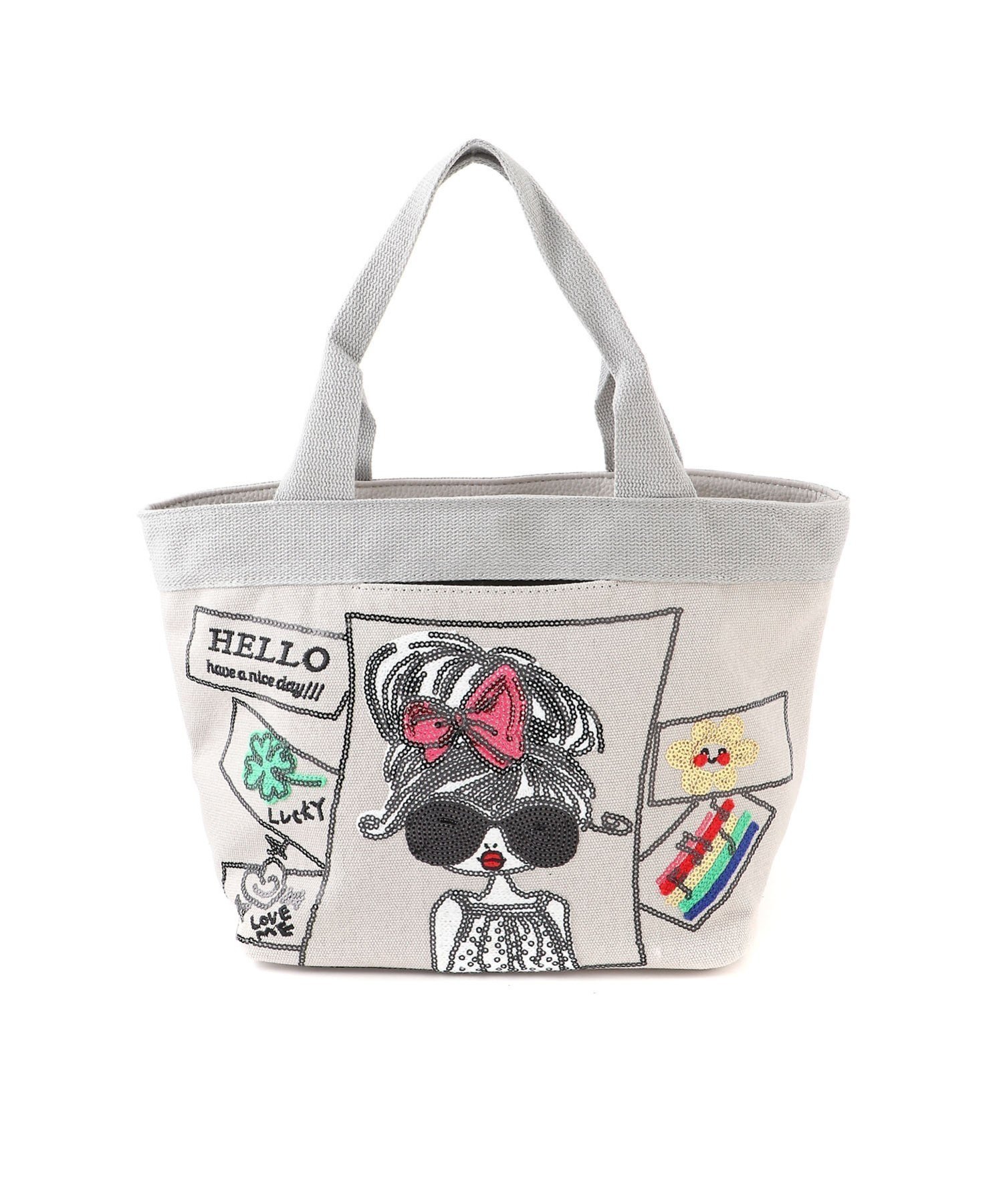 【その他のブランド/Other】のfiore/キャンバスリボンサングラス舟形ハンドバッグ インテリア・キッズ・メンズ・レディースファッション・服の通販 founy(ファニー) 　ファッション　Fashion　レディースファッション　Fashion for Women　バッグ　Bags　サングラス&メガネ　Sunglasses & Eyewear　サングラス　Sunglasses, Shades　ポケット　Pocket, Pocket Detail　モチーフ　Motif, Design Theme　リップ　Lip, Lip Motif　リボン　Ribbon, Bow　Grey|ID: prp329100004932966 ipo3291000000037026216